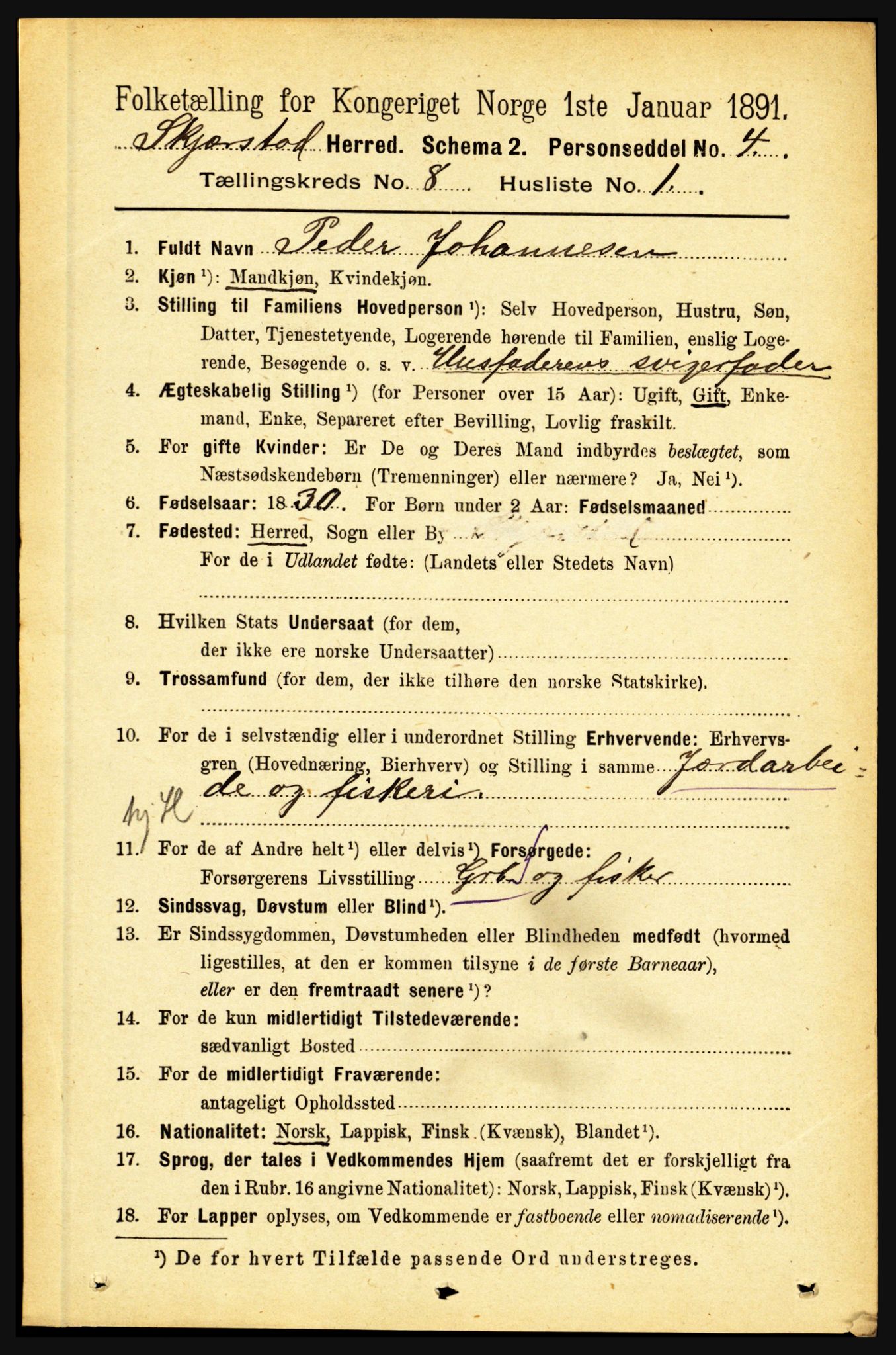 RA, 1891 census for 1842 Skjerstad, 1891, p. 3061