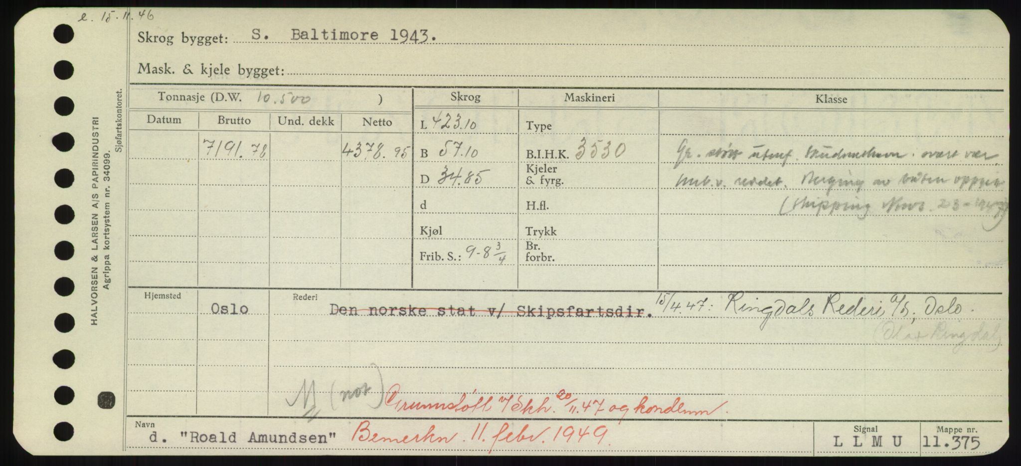 Sjøfartsdirektoratet med forløpere, Skipsmålingen, RA/S-1627/H/Hd/L0031: Fartøy, Rju-Sam, p. 13