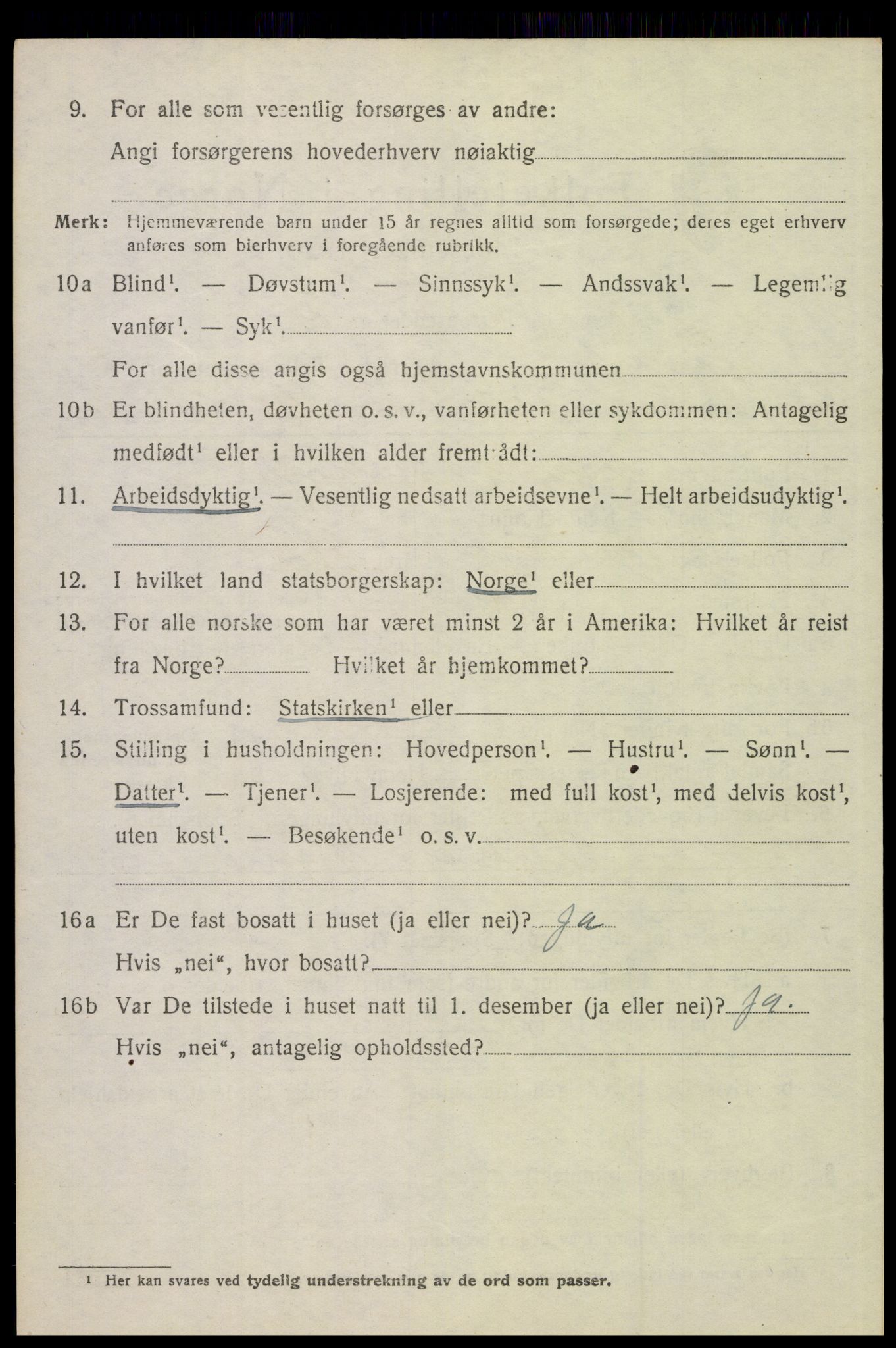 SAH, 1920 census for Tynset, 1920, p. 6891