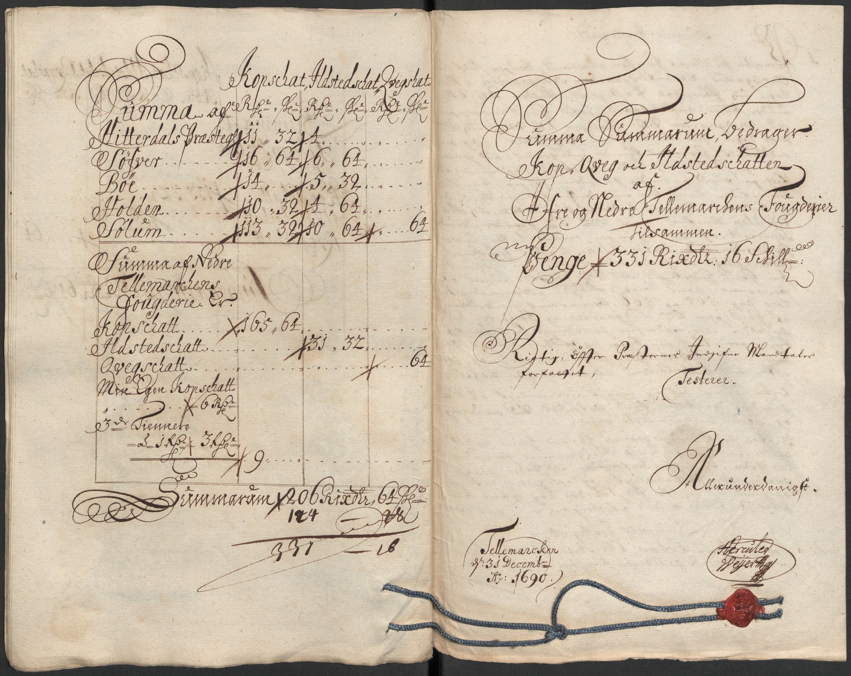 Rentekammeret inntil 1814, Reviderte regnskaper, Fogderegnskap, AV/RA-EA-4092/R35/L2089: Fogderegnskap Øvre og Nedre Telemark, 1690-1692, p. 121