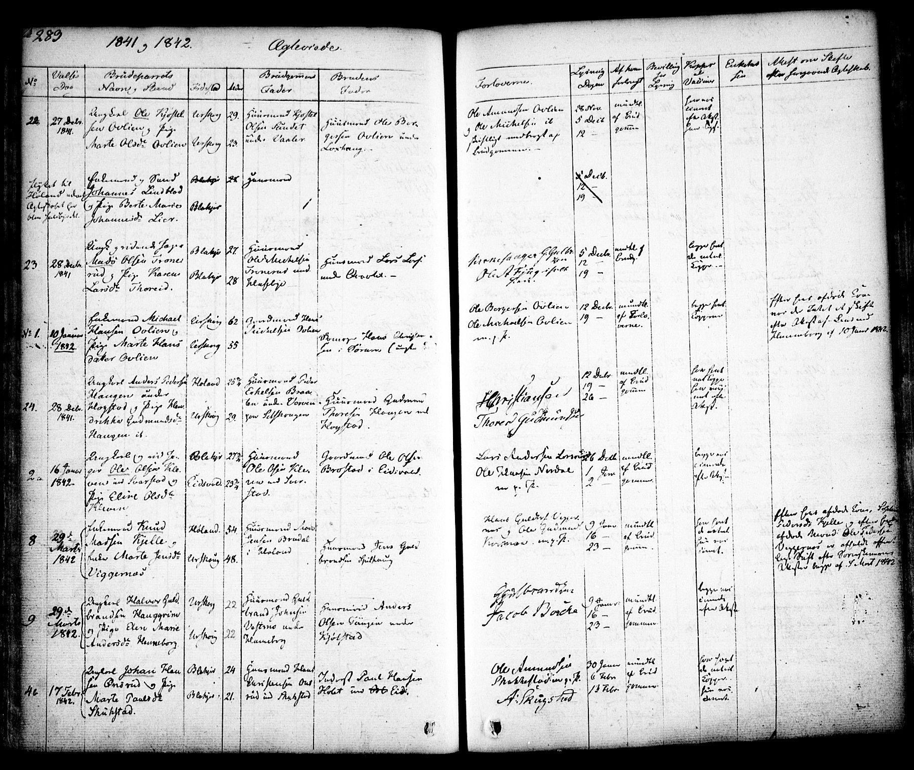 Aurskog prestekontor Kirkebøker, SAO/A-10304a/F/Fa/L0006: Parish register (official) no. I 6, 1829-1853, p. 283