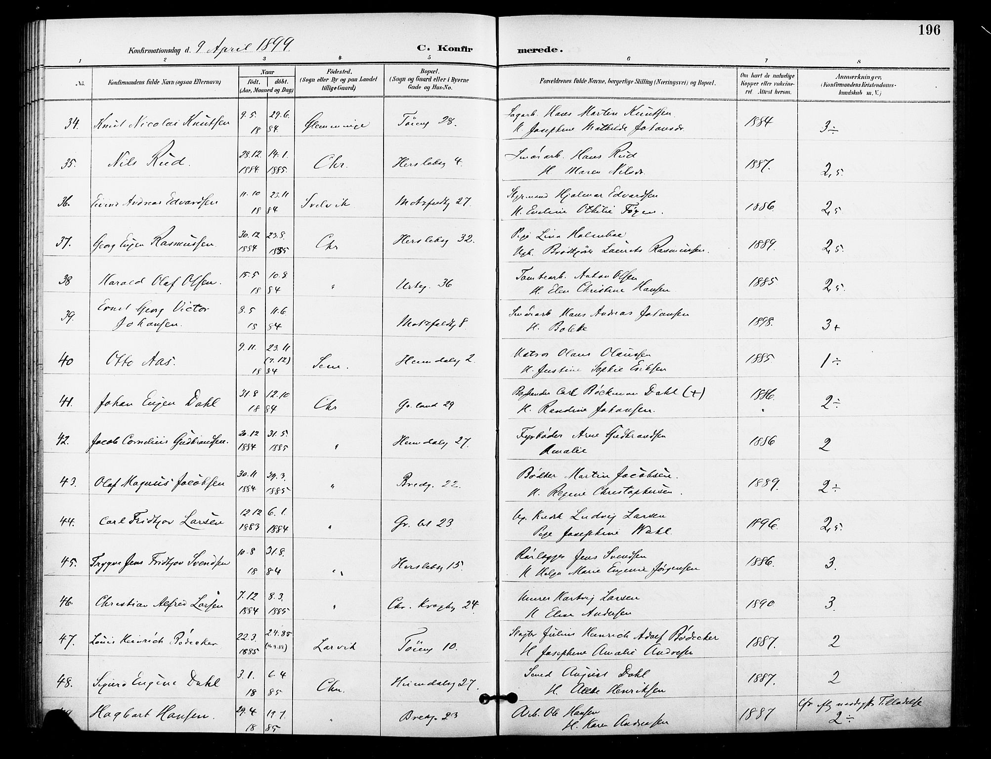 Grønland prestekontor Kirkebøker, AV/SAO-A-10848/F/Fa/L0011: Parish register (official) no. 11, 1892-1907, p. 196