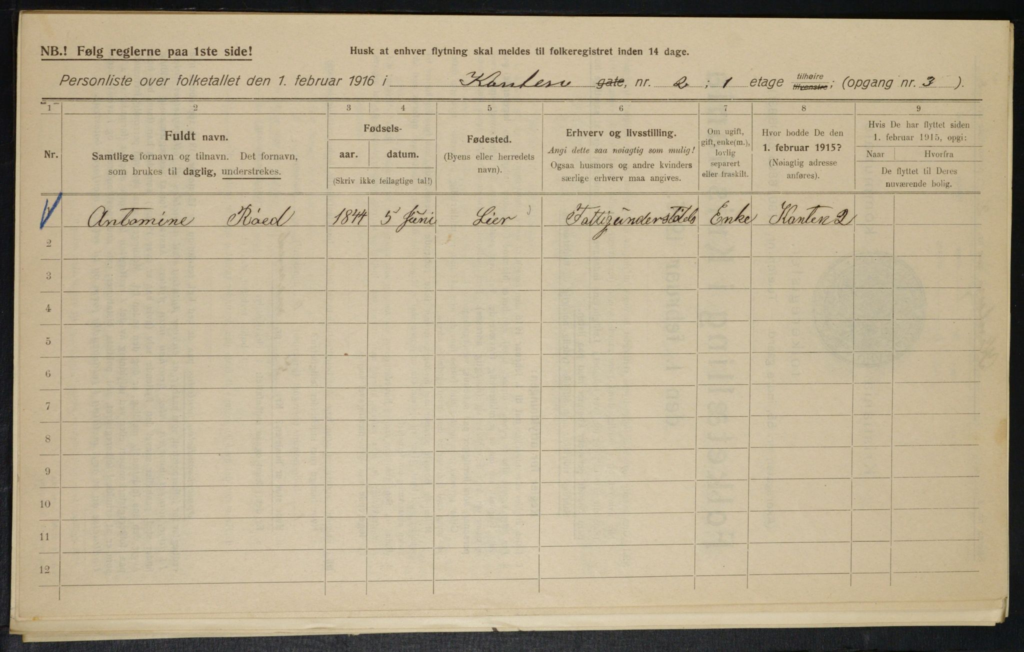 OBA, Municipal Census 1916 for Kristiania, 1916, p. 49198