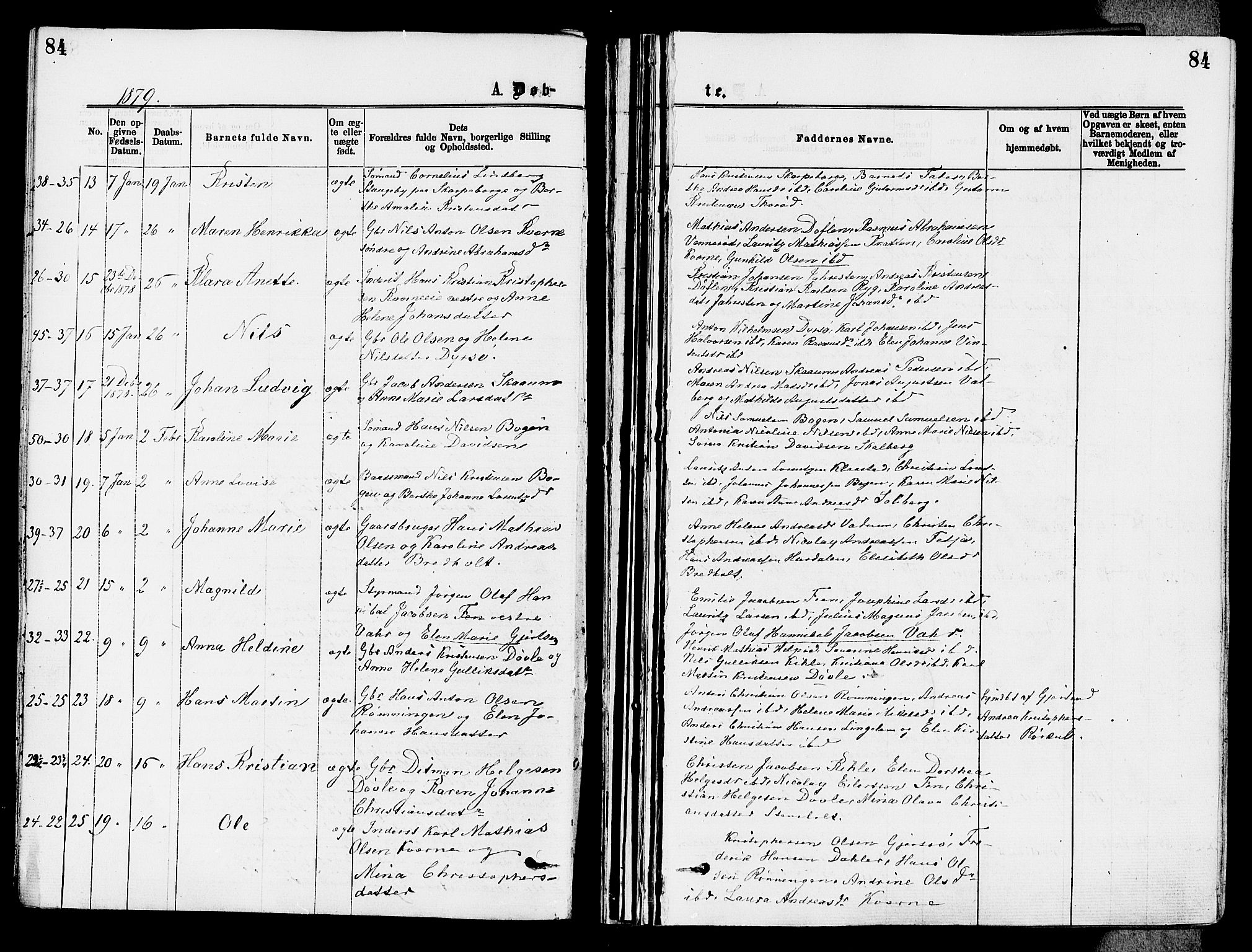 Stokke kirkebøker, AV/SAKO-A-320/F/Fa/L0009: Parish register (official) no. I 9, 1872-1883, p. 84