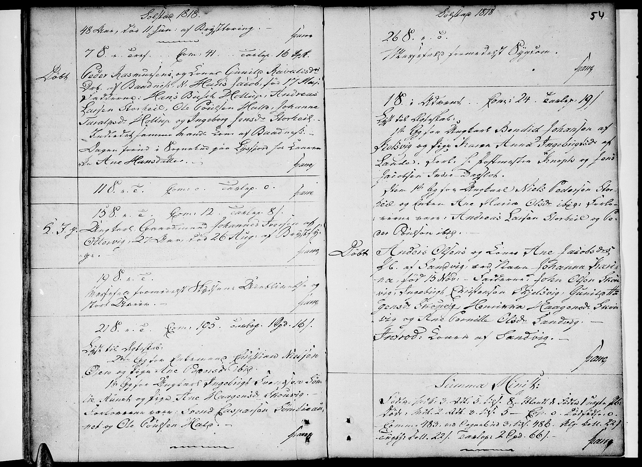 Ministerialprotokoller, klokkerbøker og fødselsregistre - Nordland, AV/SAT-A-1459/811/L0164: Parish register (official) no. 811A02, 1752-1819, p. 54