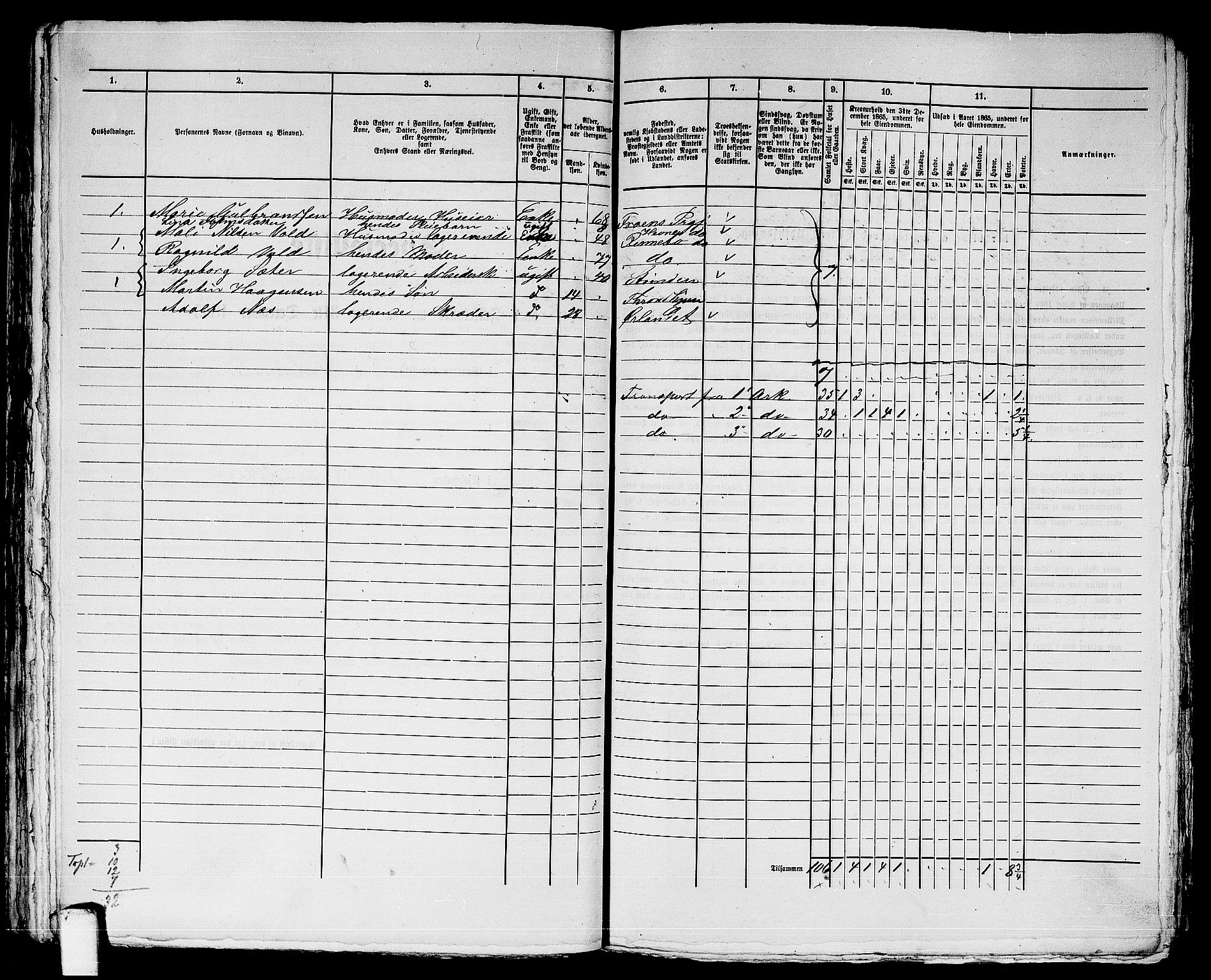 RA, 1865 census for Trondheim, 1865, p. 2334