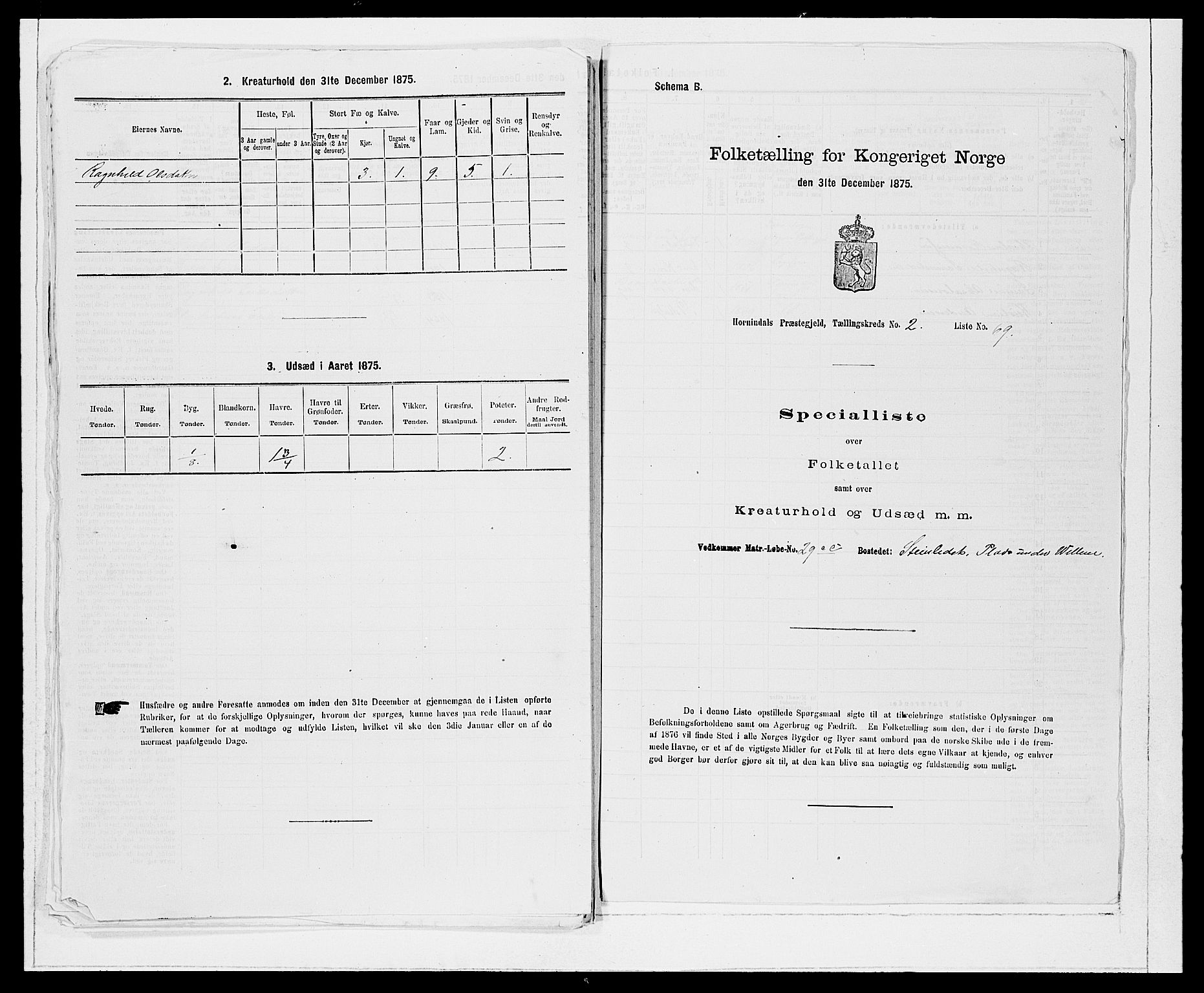 SAB, 1875 Census for 1444P Hornindal, 1875, p. 273