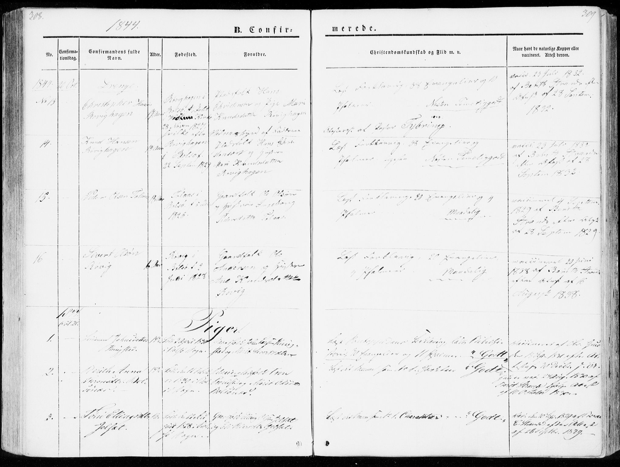 Ministerialprotokoller, klokkerbøker og fødselsregistre - Møre og Romsdal, AV/SAT-A-1454/555/L0653: Parish register (official) no. 555A04, 1843-1869, p. 308-309