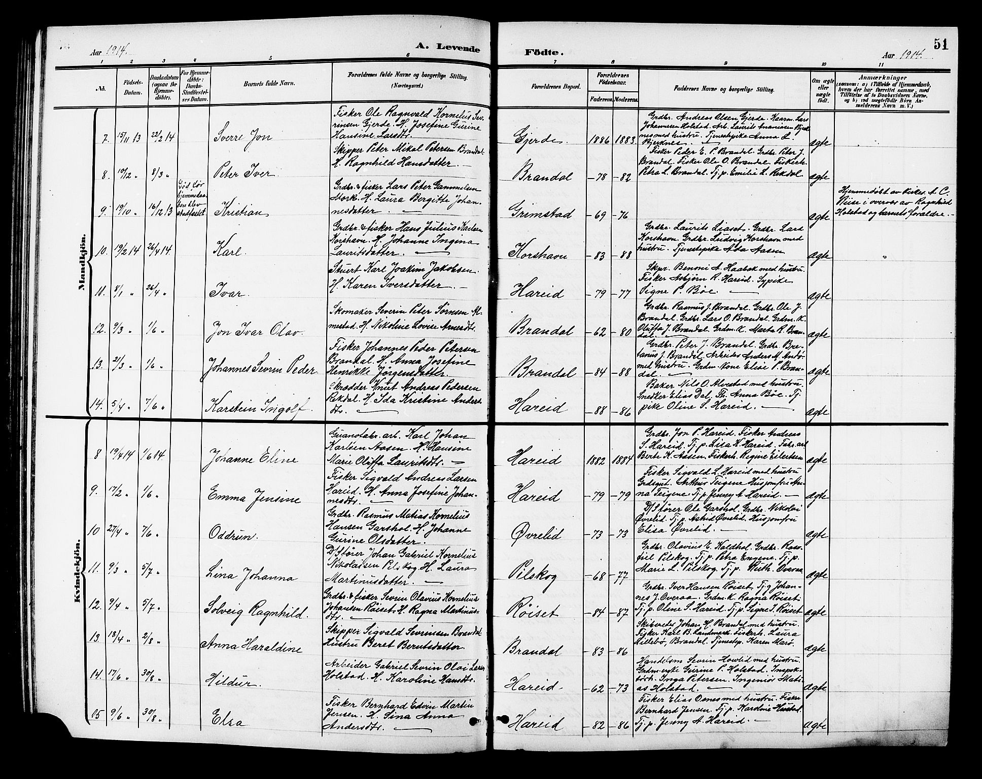 Ministerialprotokoller, klokkerbøker og fødselsregistre - Møre og Romsdal, AV/SAT-A-1454/510/L0126: Parish register (copy) no. 510C03, 1900-1922, p. 51