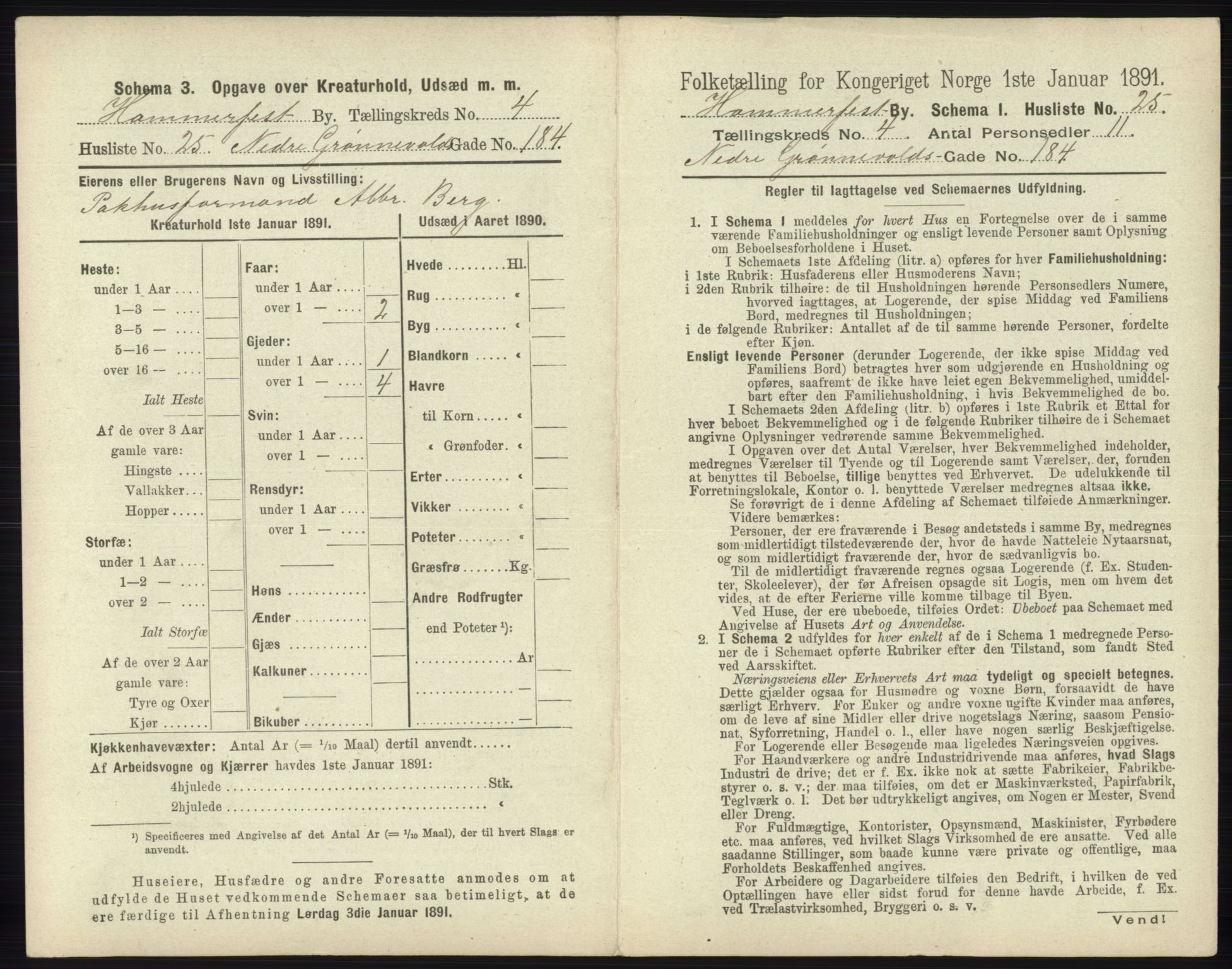 RA, 1891 census for 2001 Hammerfest, 1891, p. 901