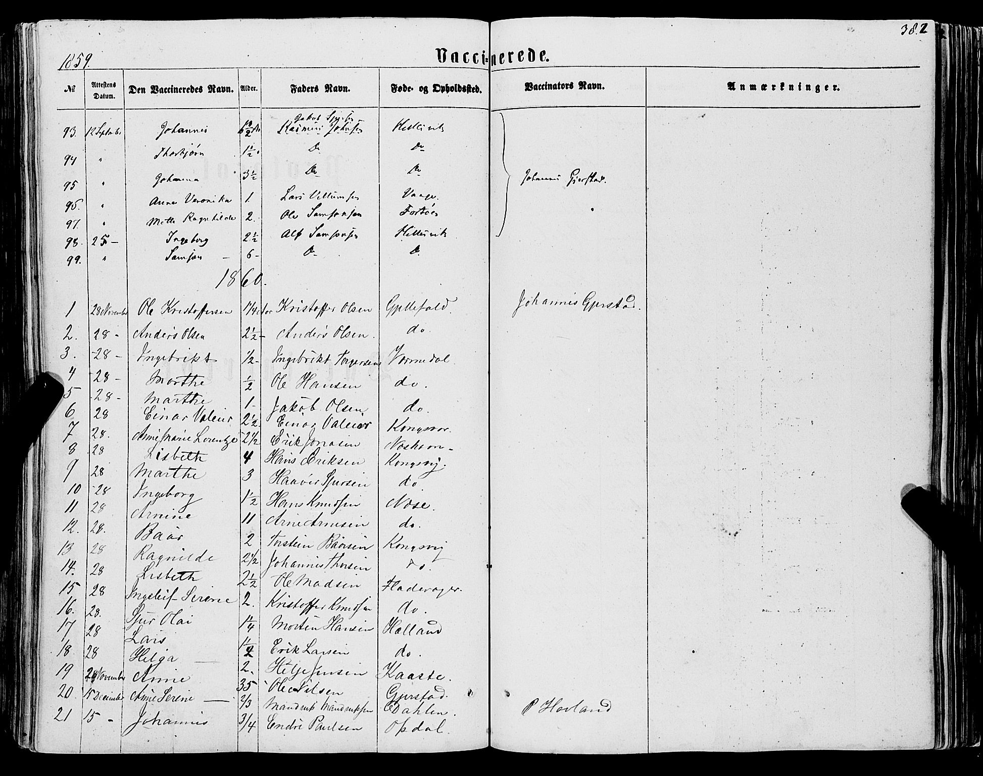 Tysnes sokneprestembete, SAB/A-78601/H/Haa: Parish register (official) no. A 11, 1860-1871, p. 382