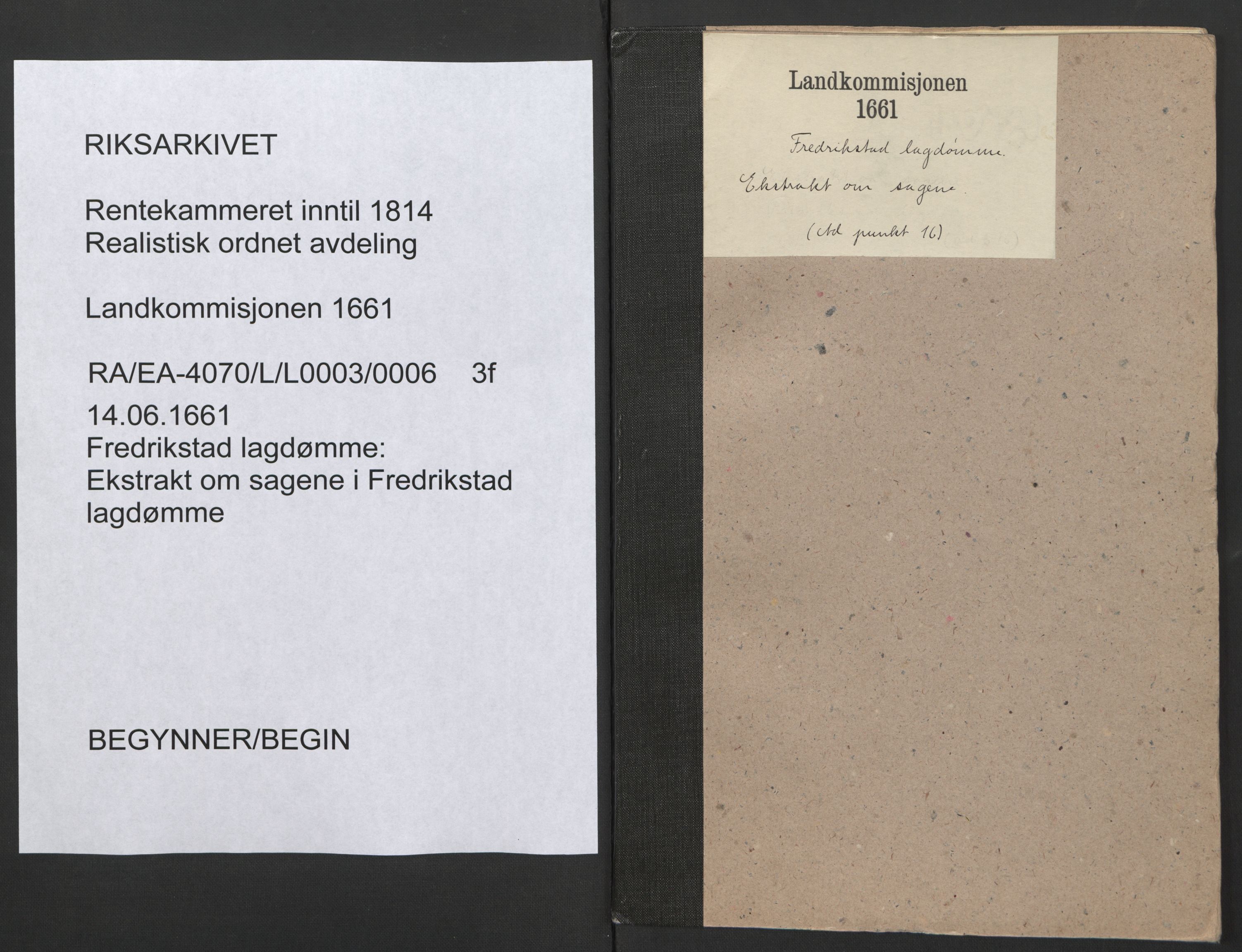 Rentekammeret inntil 1814, Realistisk ordnet avdeling, RA/EA-4070/L/L0003/0006: Fredrikstad lagdømme: / Ekstrakt om sagene i Fredrikstad lagdømme, 1661