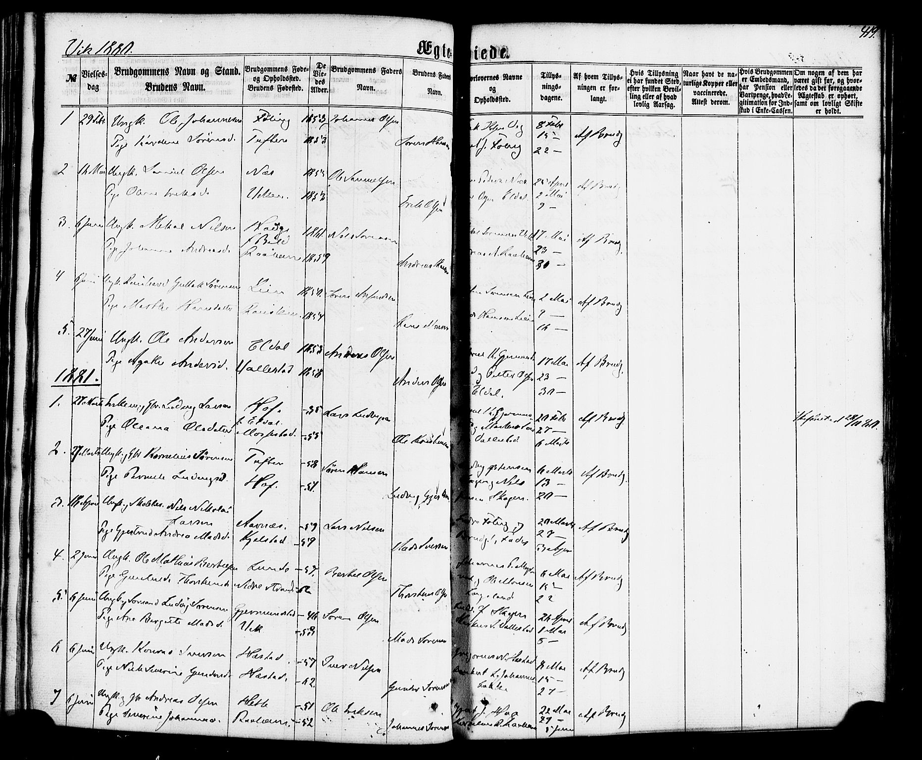 Gaular sokneprestembete, AV/SAB-A-80001/H/Haa: Parish register (official) no. A 5, 1860-1881, p. 419