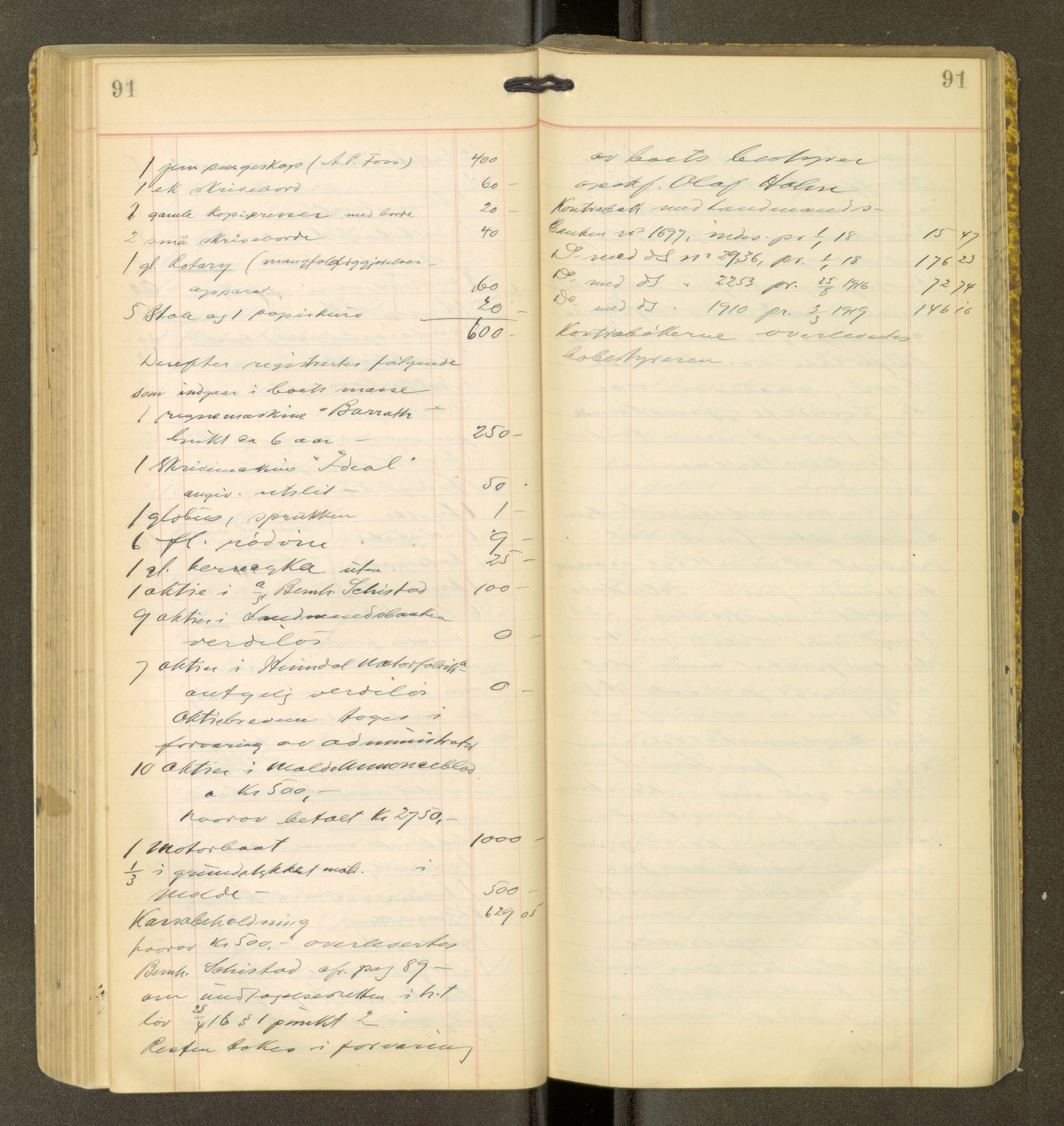 Romsdal sorenskriveri, AV/SAT-A-4149/1/3/3Ca/L0001: Registreringsprotokoll, 1921-1926, p. 91