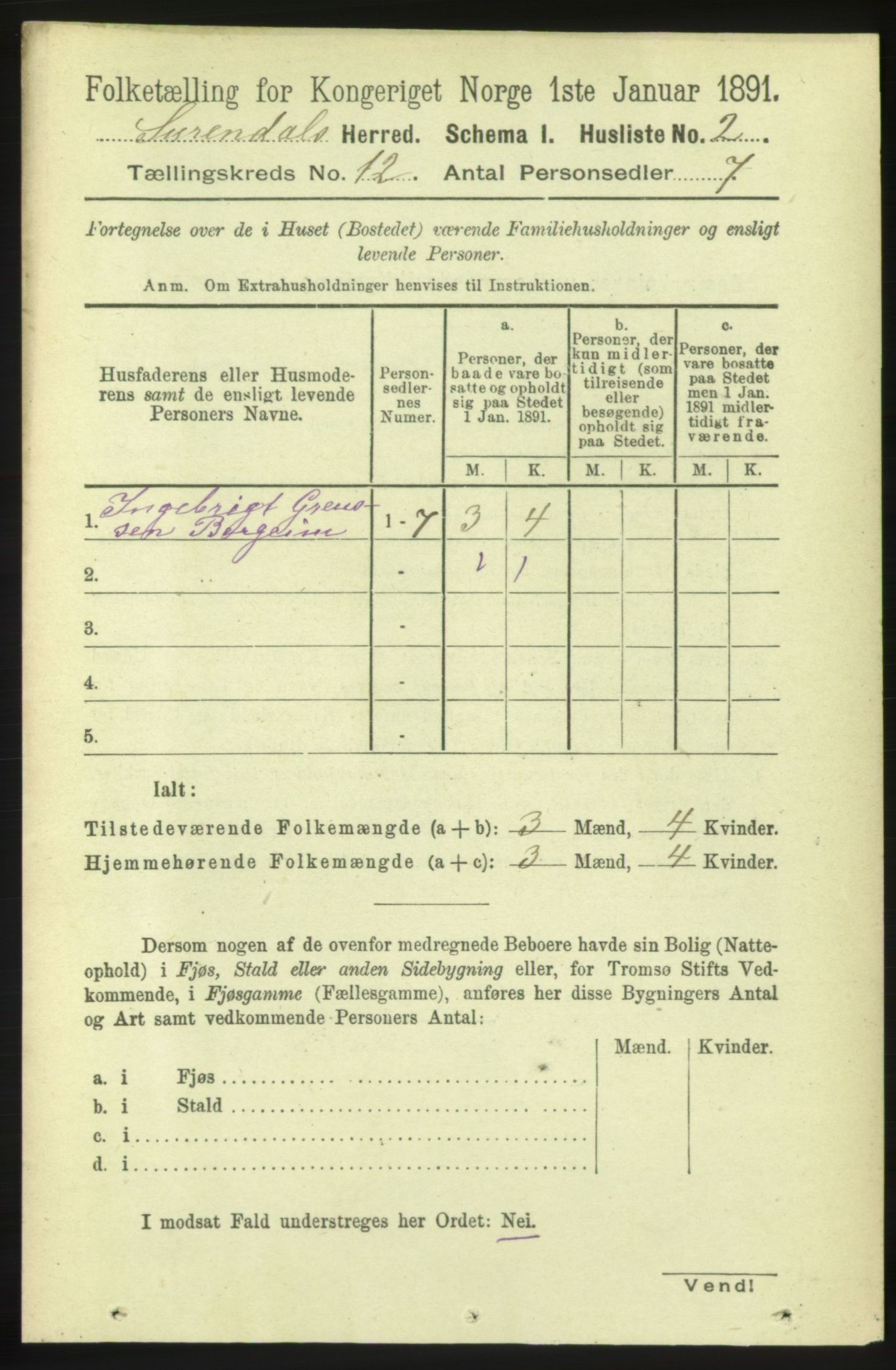 RA, 1891 census for 1566 Surnadal, 1891, p. 2830