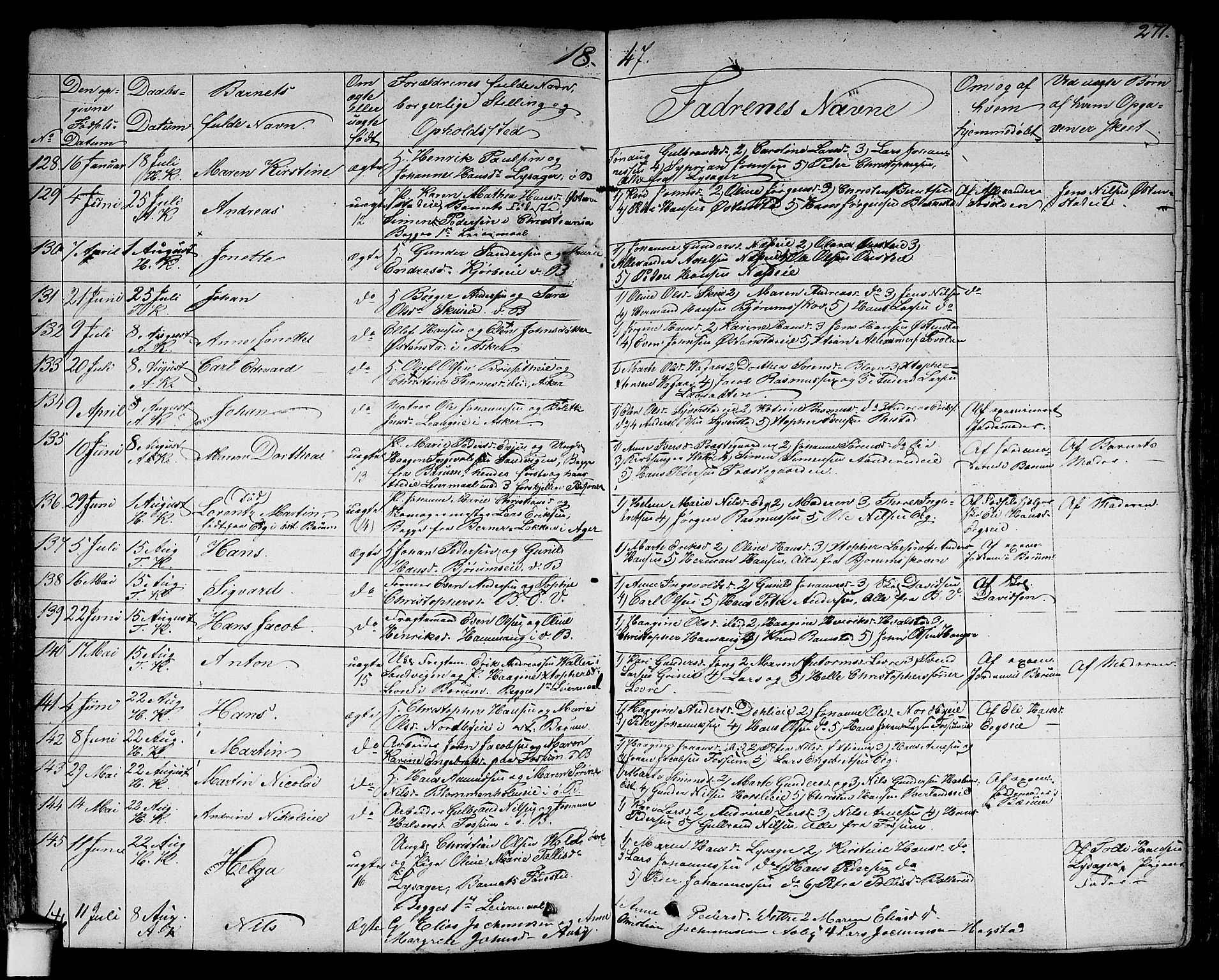 Asker prestekontor Kirkebøker, SAO/A-10256a/F/Fa/L0007: Parish register (official) no. I 7, 1825-1864, p. 271b