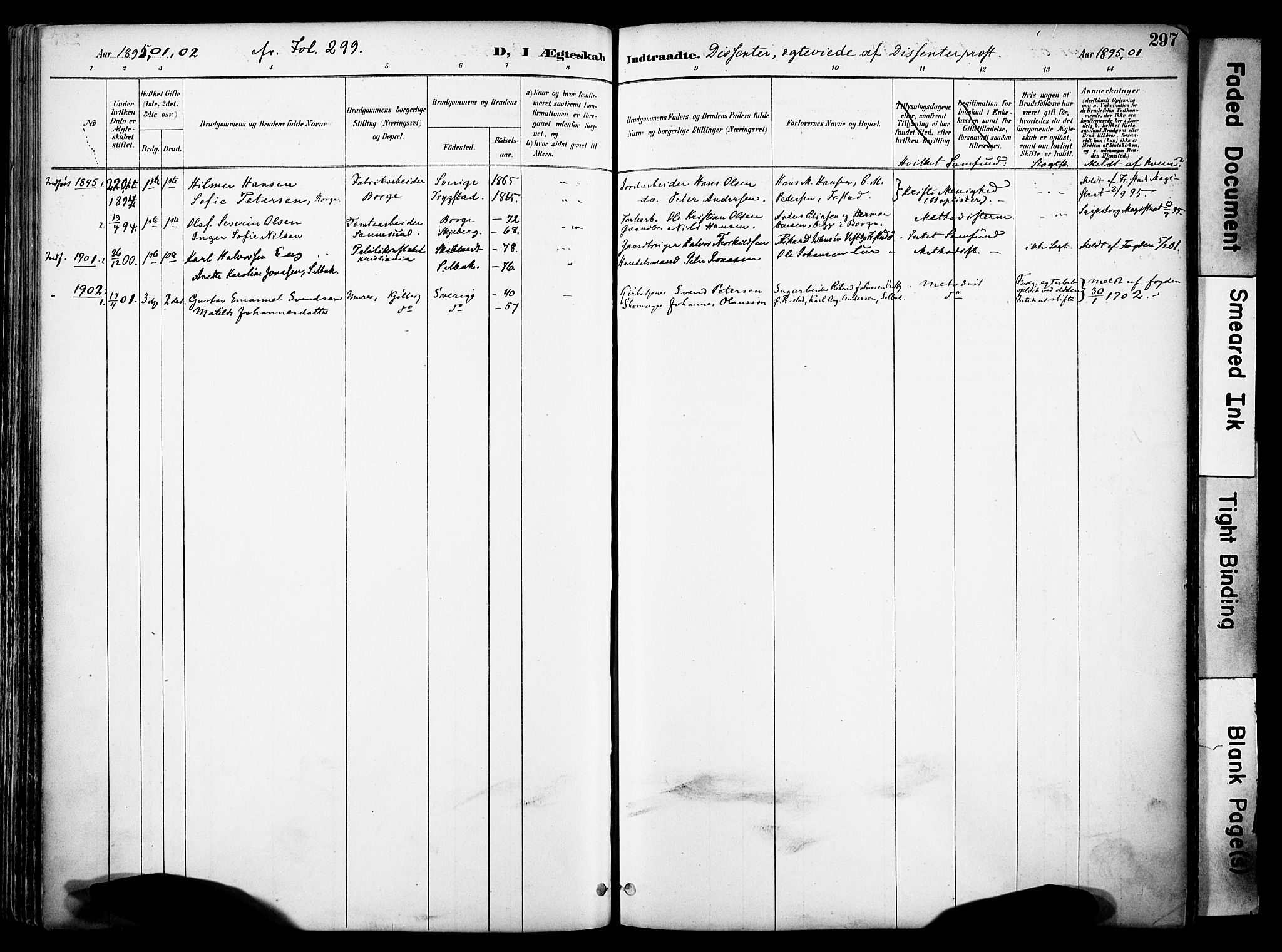 Borge prestekontor Kirkebøker, SAO/A-10903/F/Fa/L0008: Parish register (official) no. I 8B, 1887-1902, p. 297
