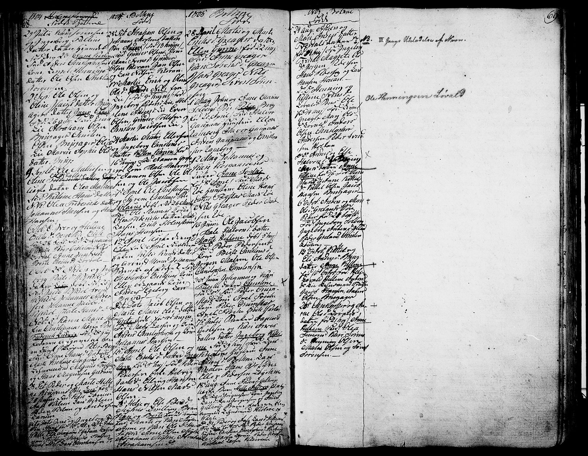 Botne kirkebøker, SAKO/A-340/F/Fa/L0003: Parish register (official) no. I 3 /1, 1792-1844, p. 68-69