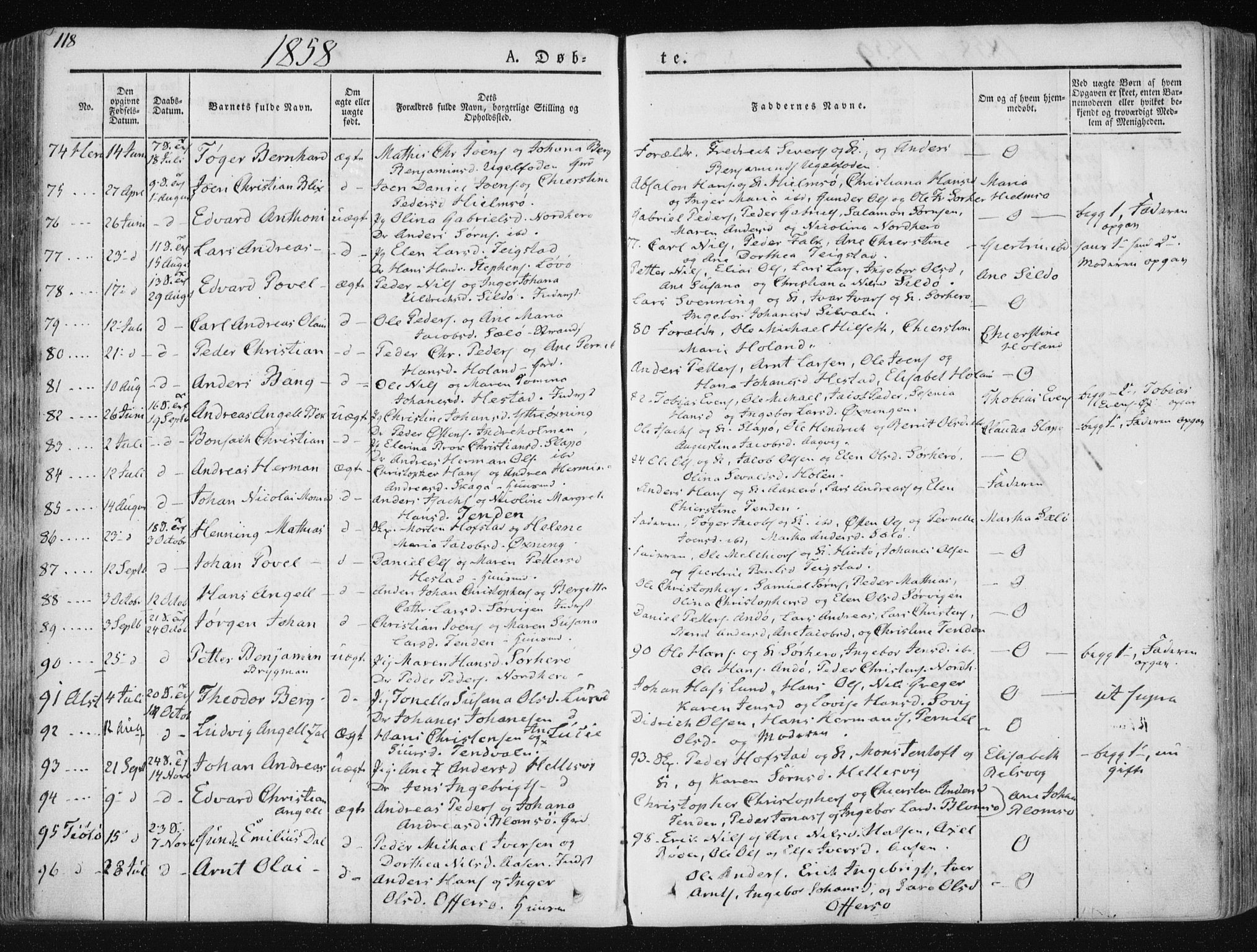 Ministerialprotokoller, klokkerbøker og fødselsregistre - Nordland, SAT/A-1459/830/L0446: Parish register (official) no. 830A10, 1831-1865, p. 118