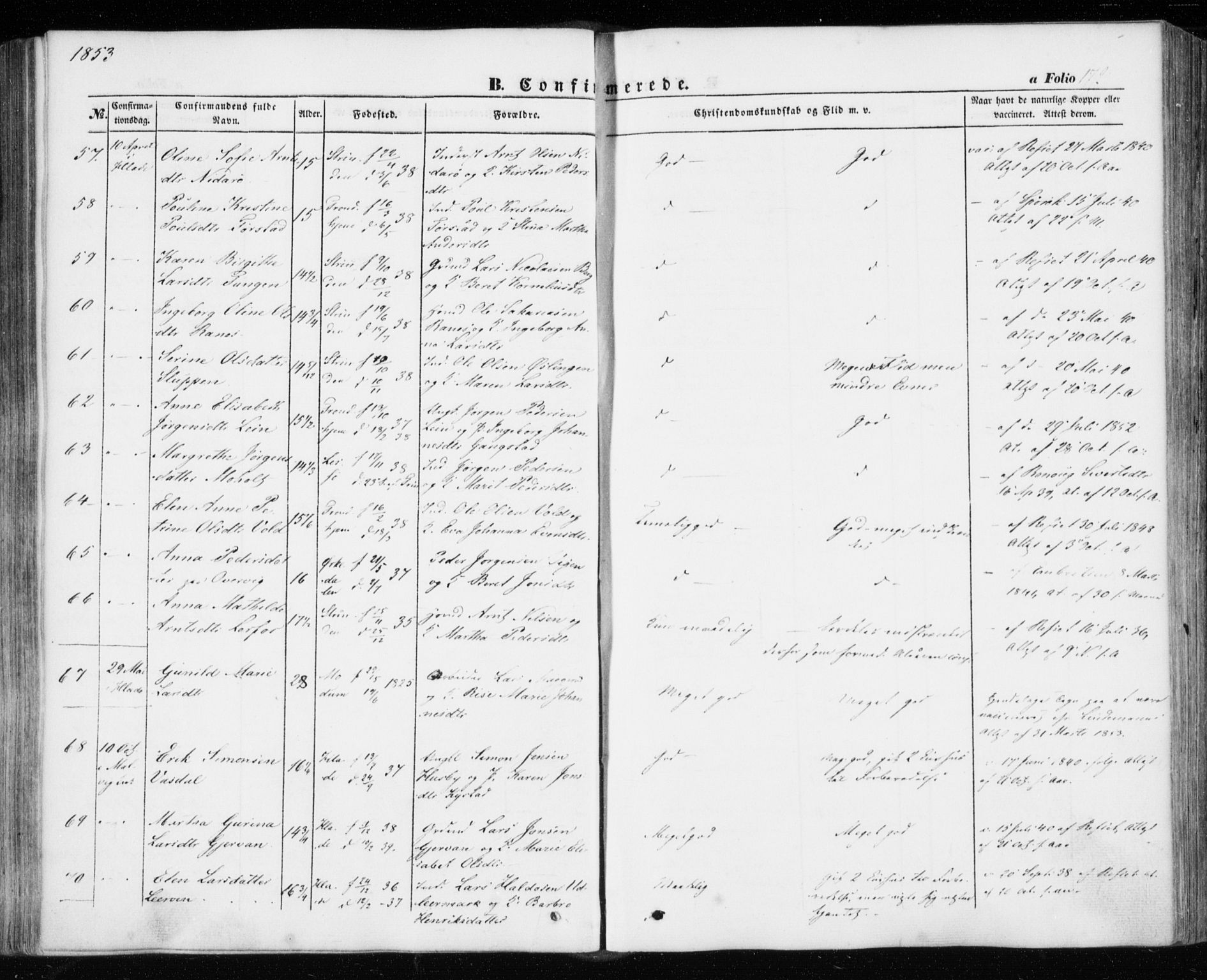 Ministerialprotokoller, klokkerbøker og fødselsregistre - Sør-Trøndelag, SAT/A-1456/606/L0291: Parish register (official) no. 606A06, 1848-1856, p. 172