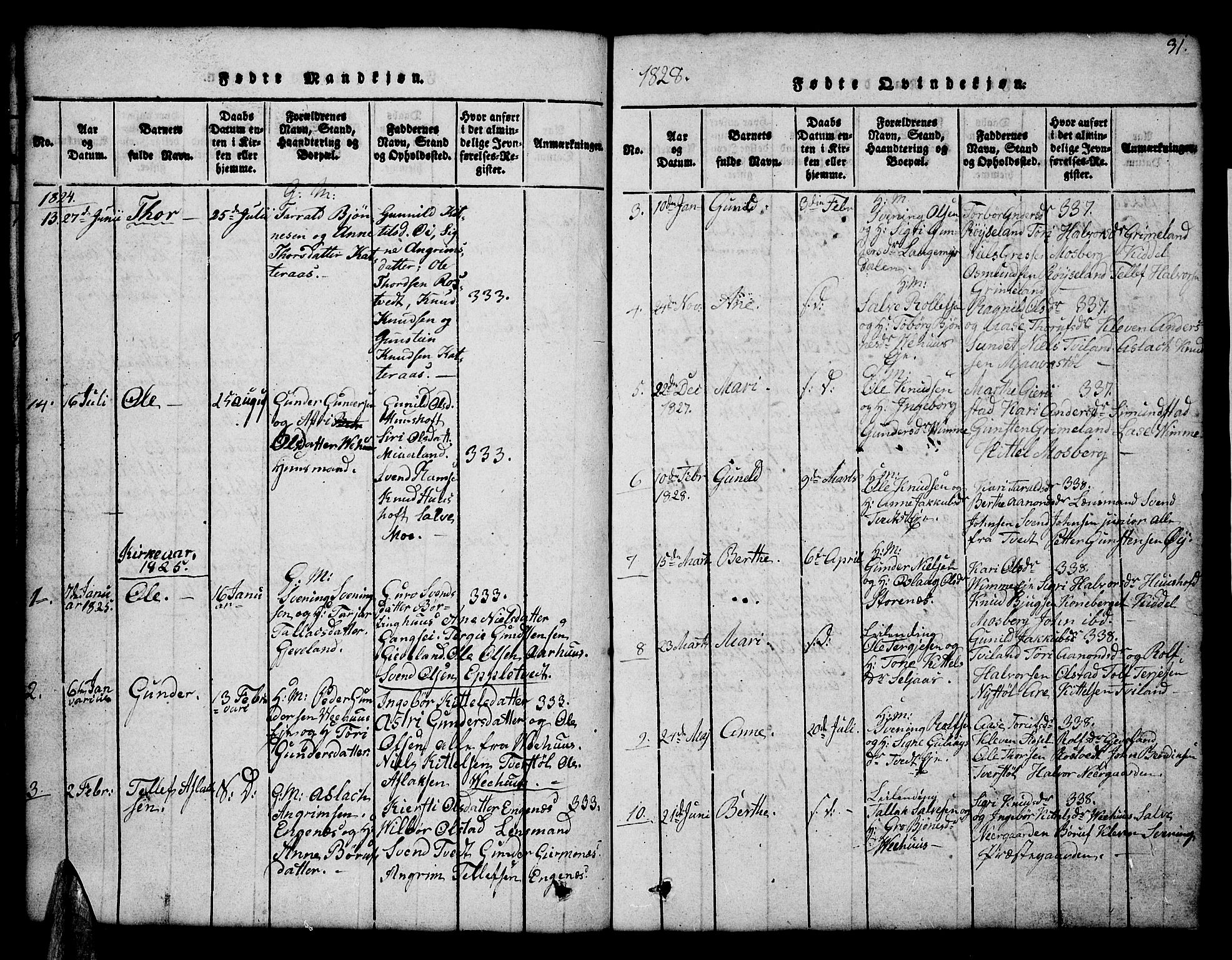 Åmli sokneprestkontor, AV/SAK-1111-0050/F/Fb/Fbc/L0001: Parish register (copy) no. B 1, 1816-1867, p. 31