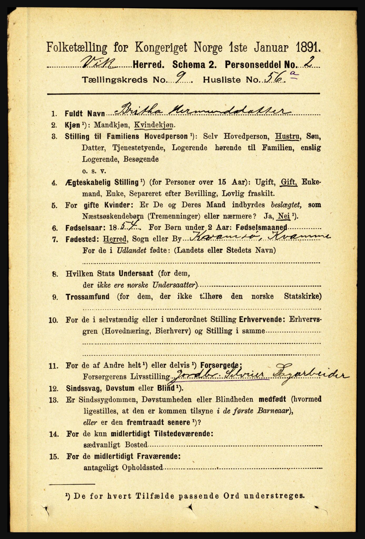 RA, 1891 census for 1417 Vik, 1891, p. 4313