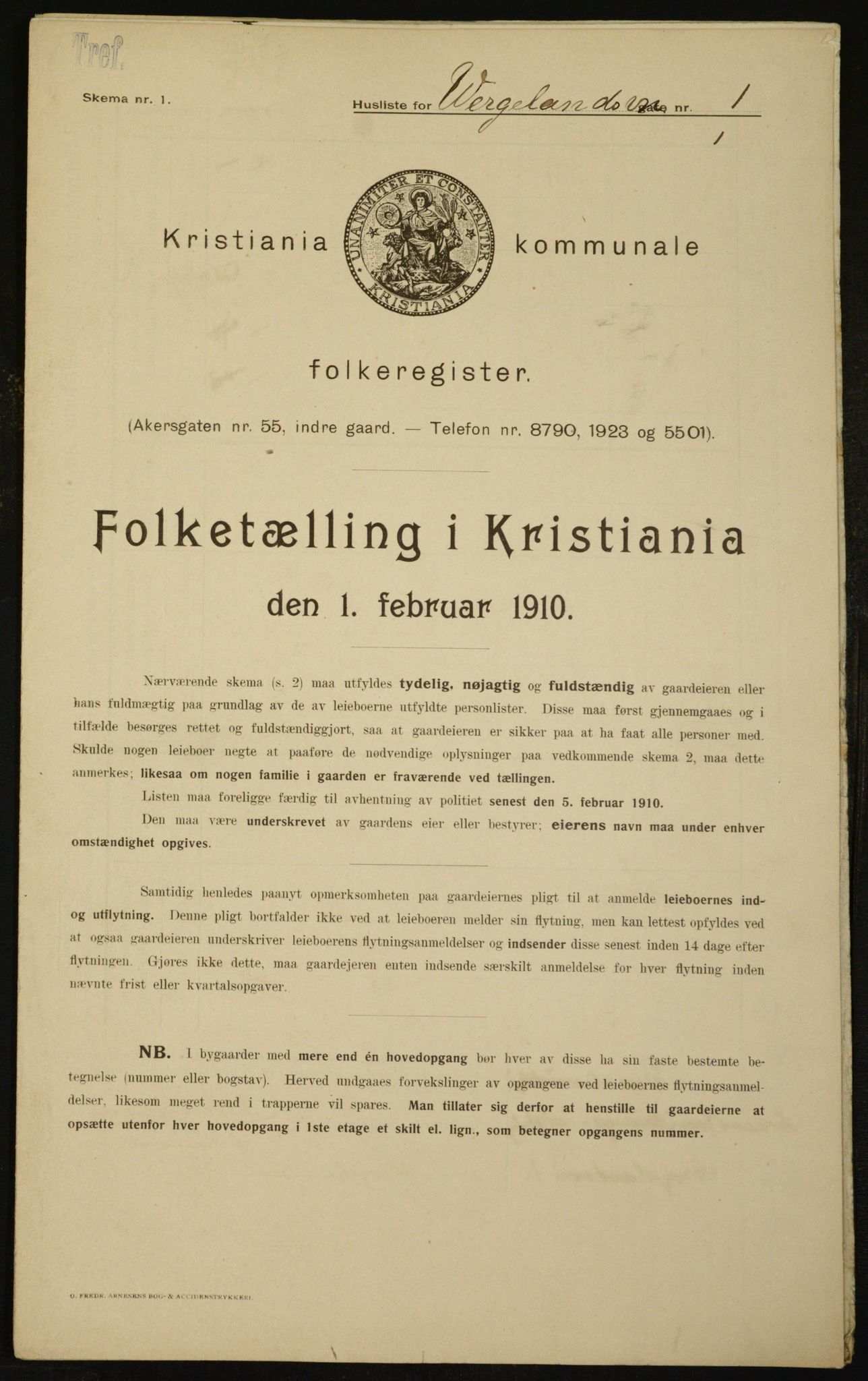 OBA, Municipal Census 1910 for Kristiania, 1910, p. 121155