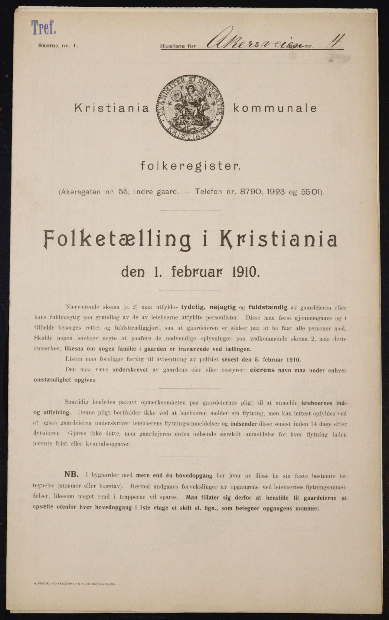 OBA, Municipal Census 1910 for Kristiania, 1910, p. 755