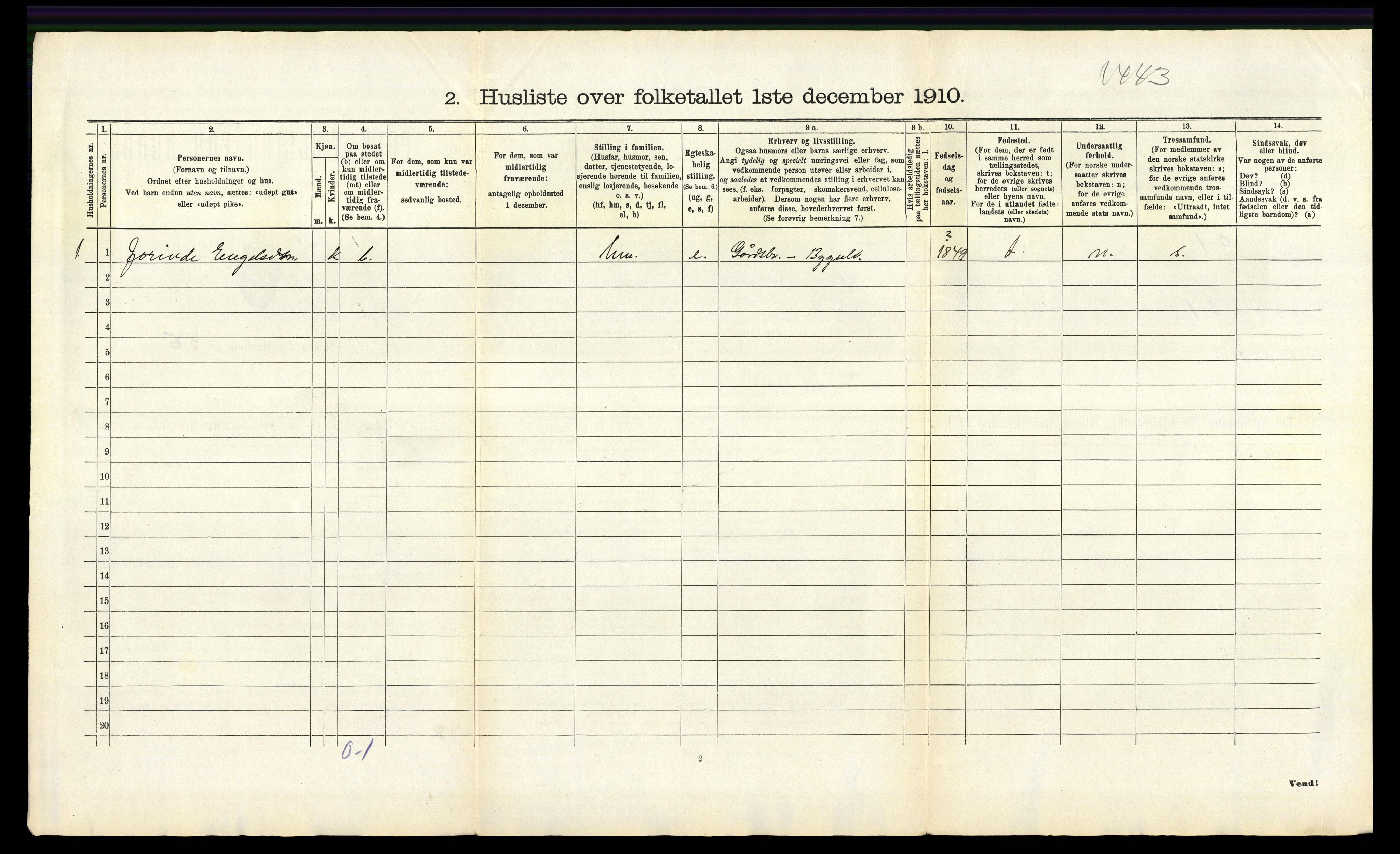 RA, 1910 census for Tysnes, 1910, p. 61