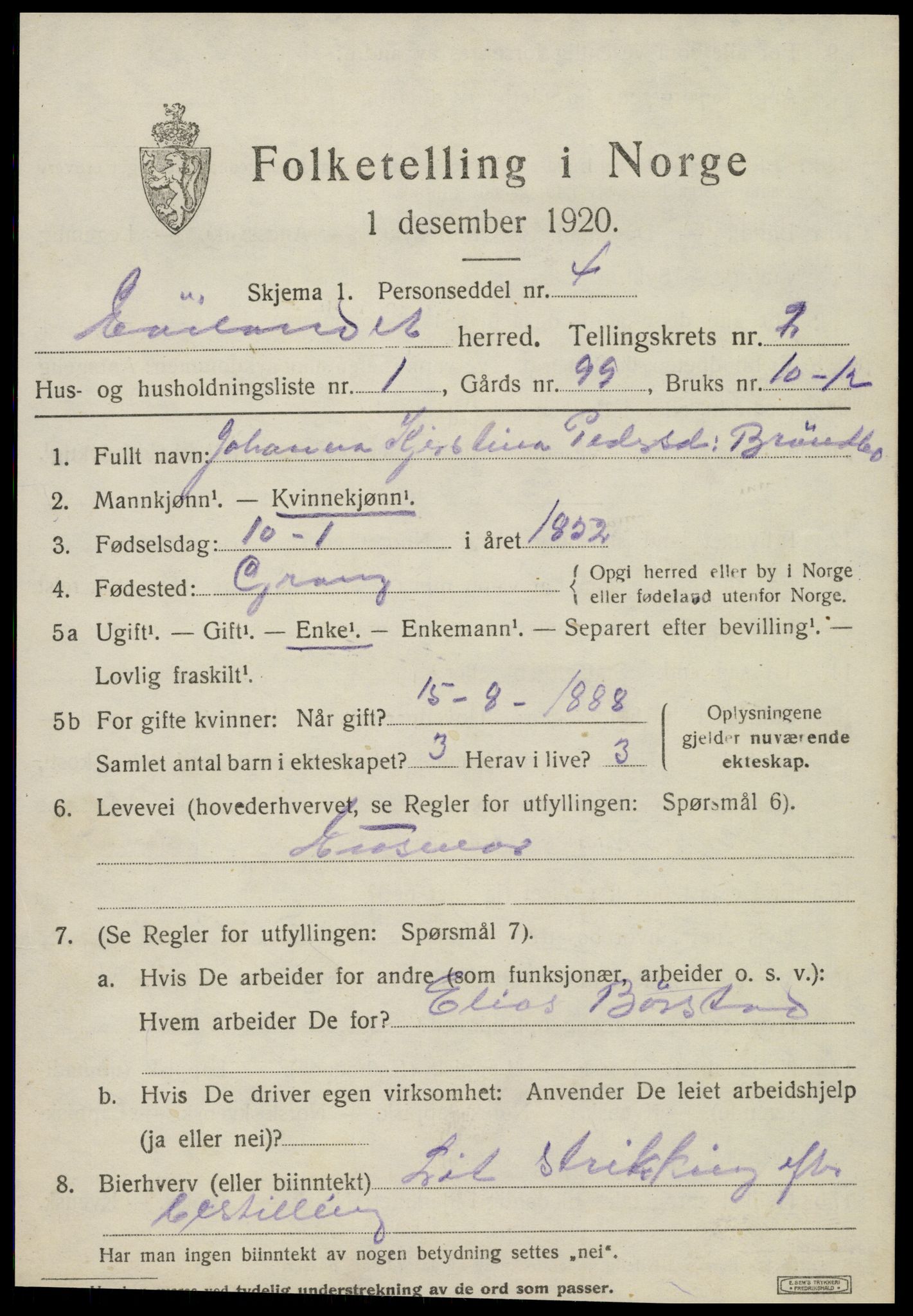 SAT, 1920 census for Høylandet, 1920, p. 752