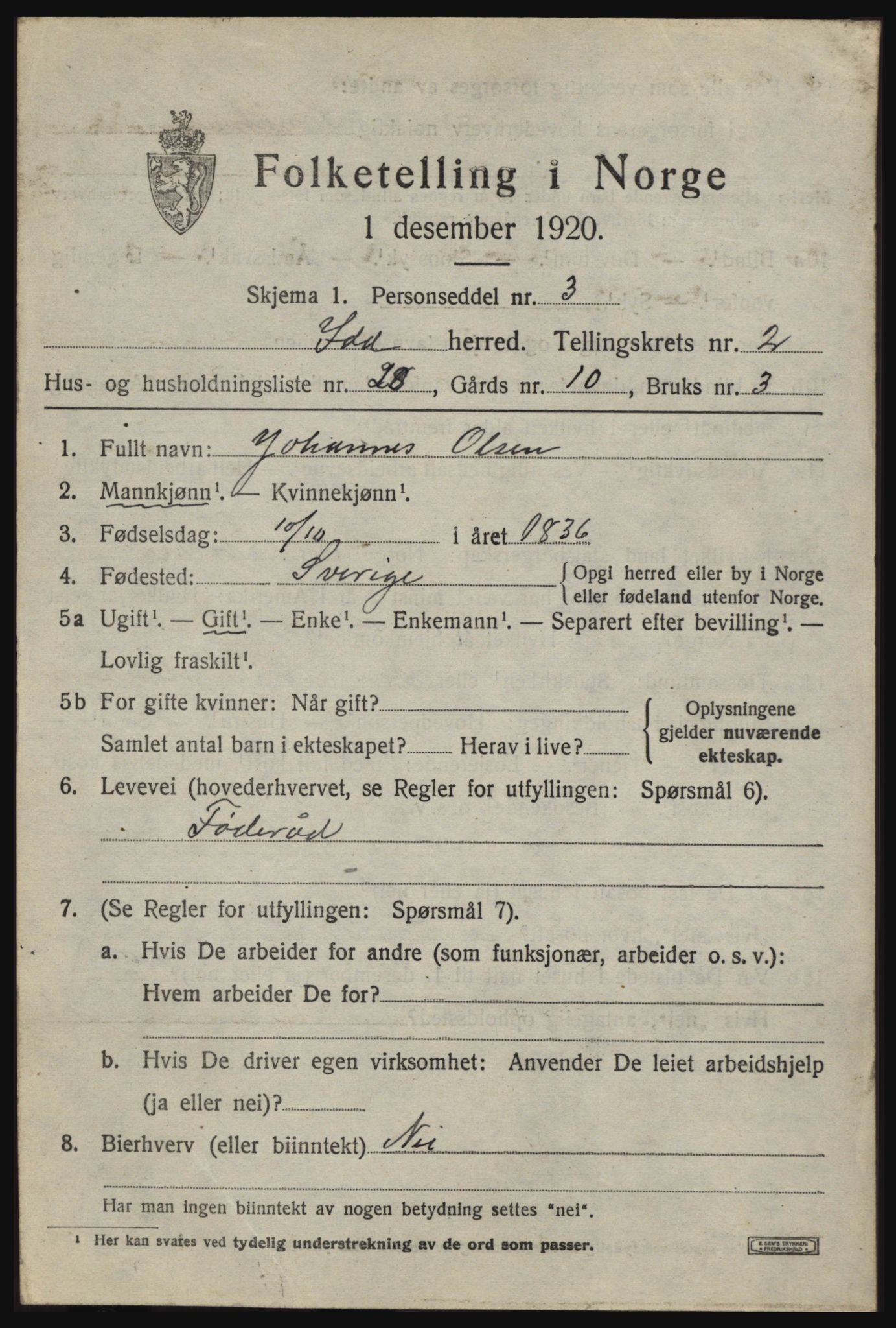 SAO, 1920 census for Idd, 1920, p. 2672