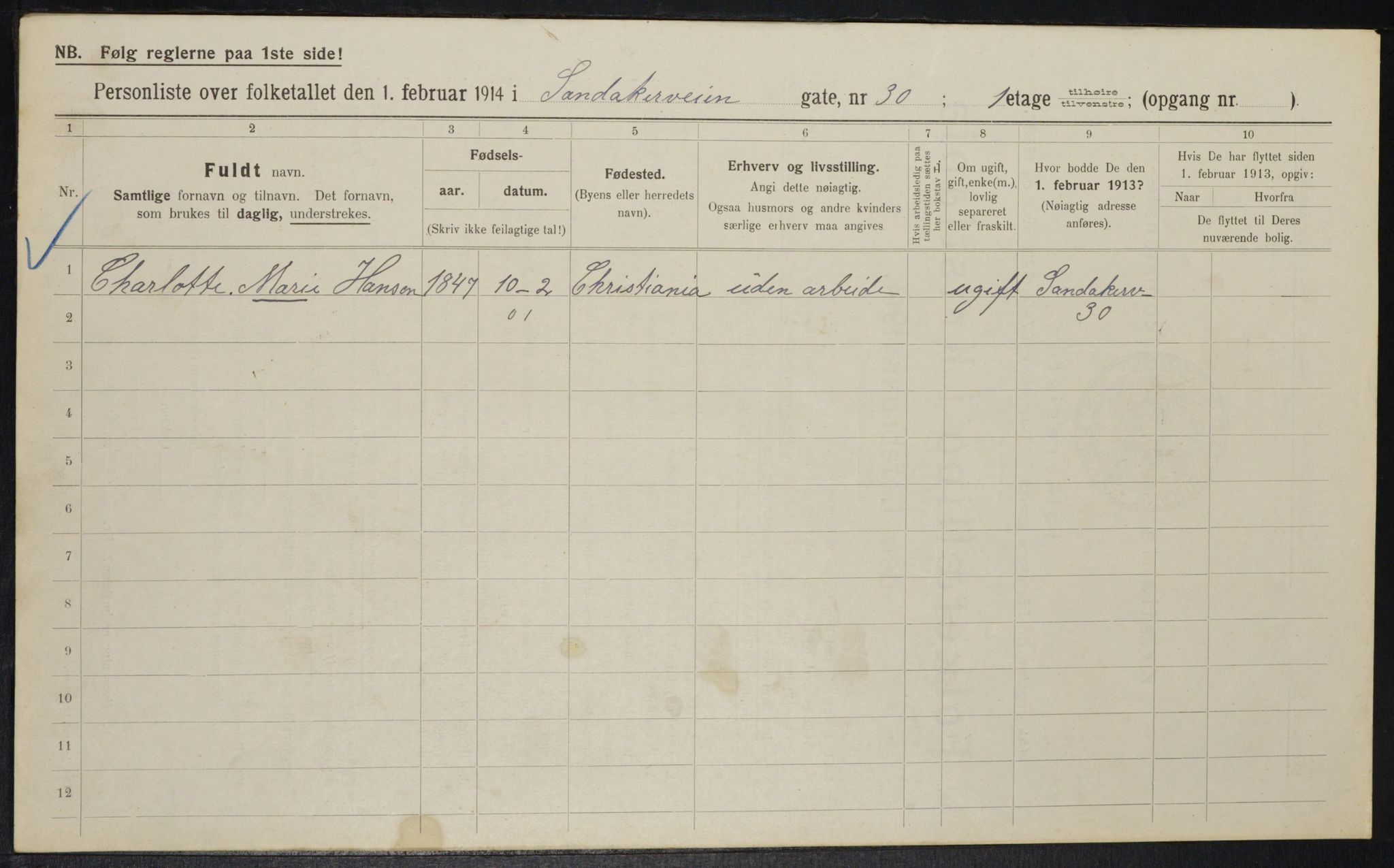 OBA, Municipal Census 1914 for Kristiania, 1914, p. 86862