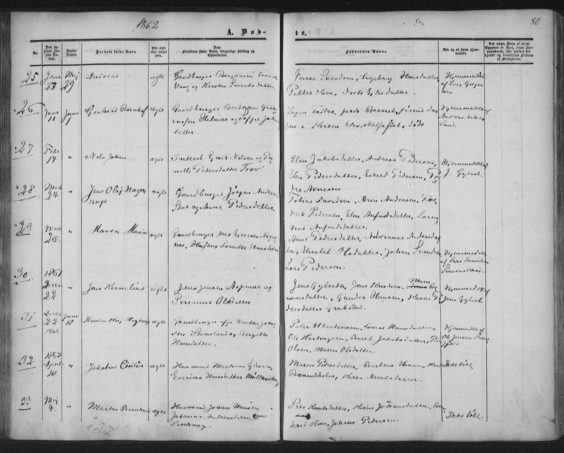 Ministerialprotokoller, klokkerbøker og fødselsregistre - Nordland, AV/SAT-A-1459/855/L0800: Parish register (official) no. 855A08, 1852-1864, p. 80