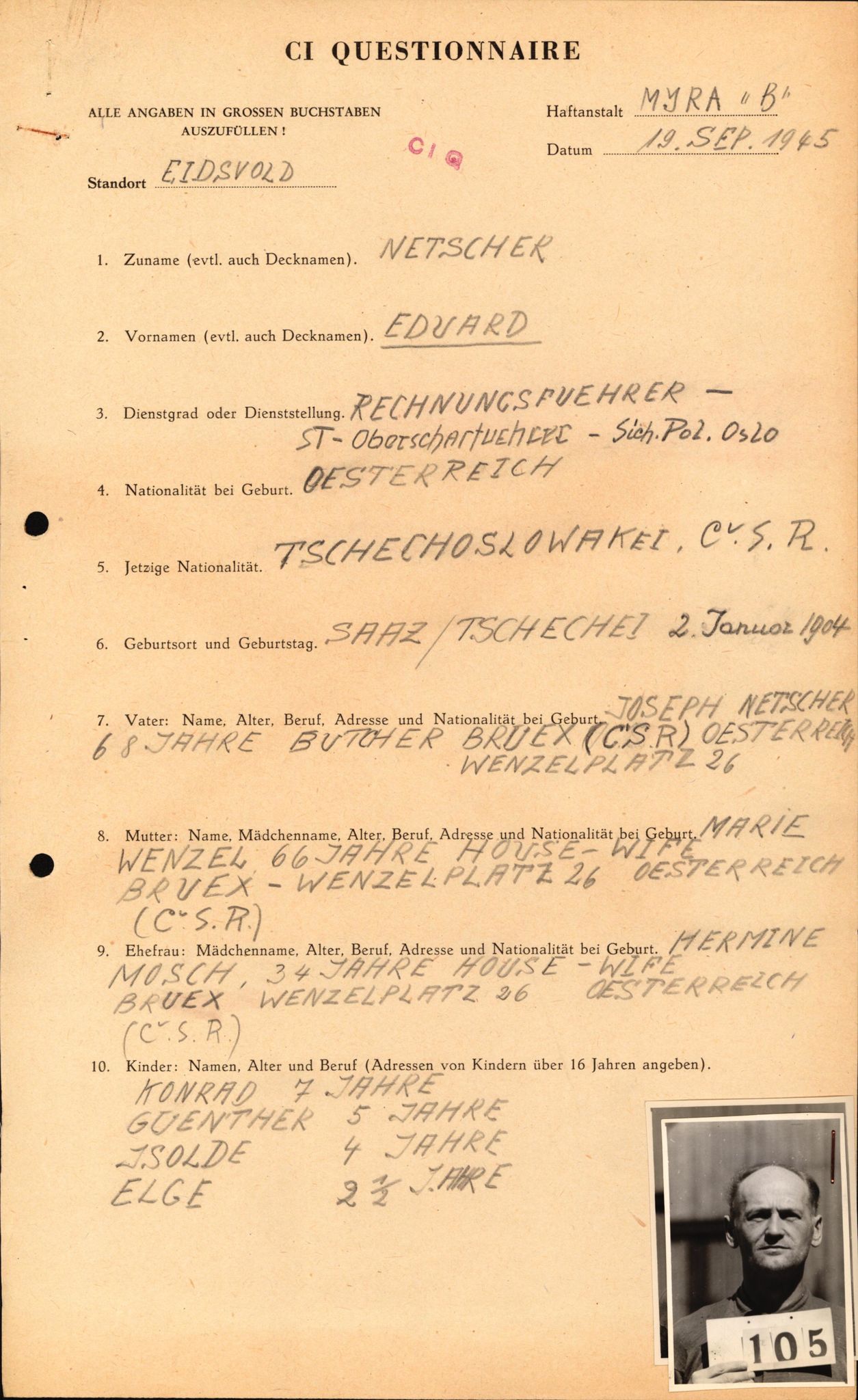 Forsvaret, Forsvarets overkommando II, AV/RA-RAFA-3915/D/Db/L0041: CI Questionaires.  Diverse nasjonaliteter., 1945-1946, p. 311