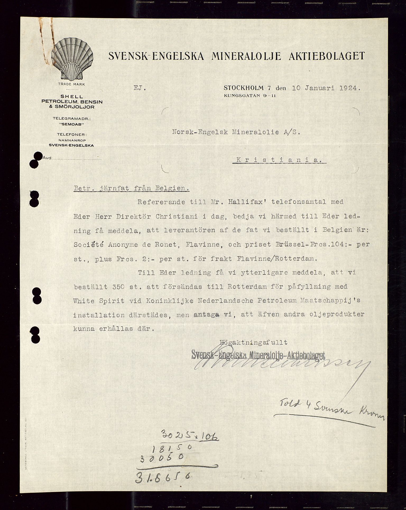 Pa 1521 - A/S Norske Shell, AV/SAST-A-101915/E/Ea/Eaa/L0013: Sjefskorrespondanse, 1924, p. 224