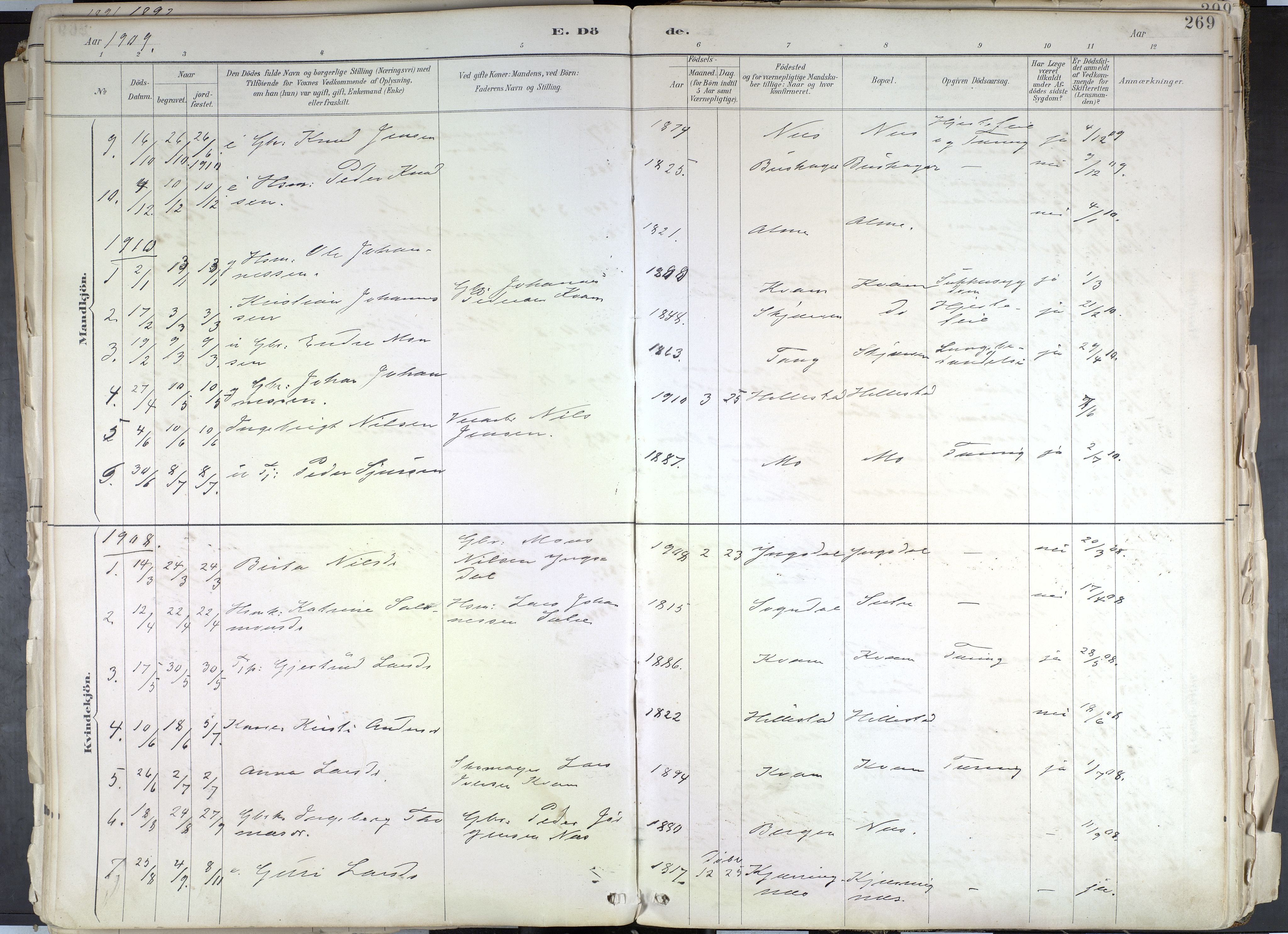 Hafslo sokneprestembete, SAB/A-80301/H/Haa/Haab/L0001: Parish register (official) no. B 1, 1886-1945, p. 269