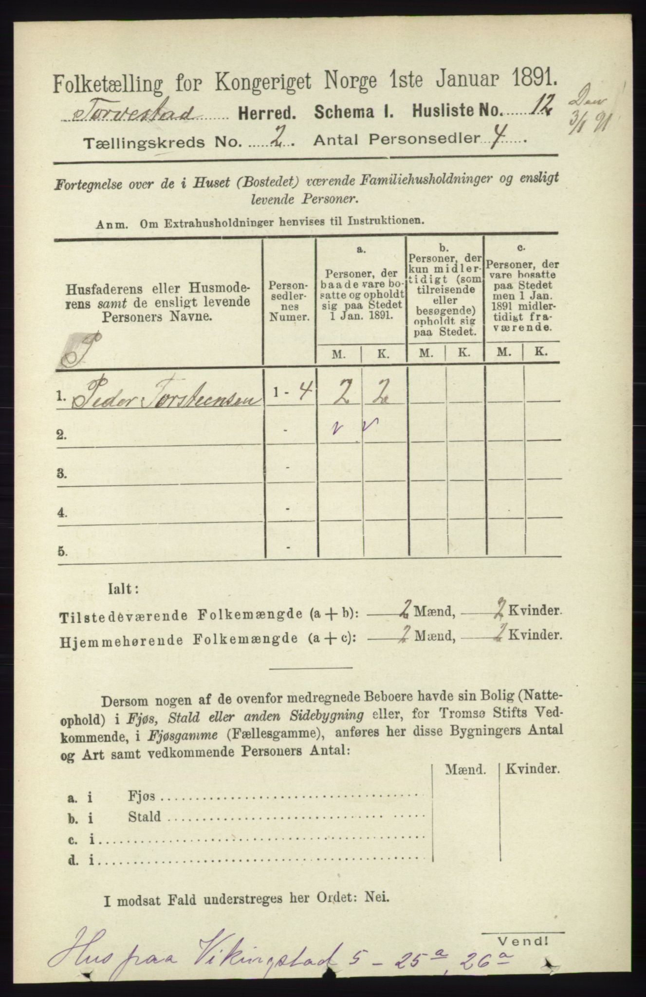 RA, 1891 census for 1152 Torvastad, 1891, p. 460