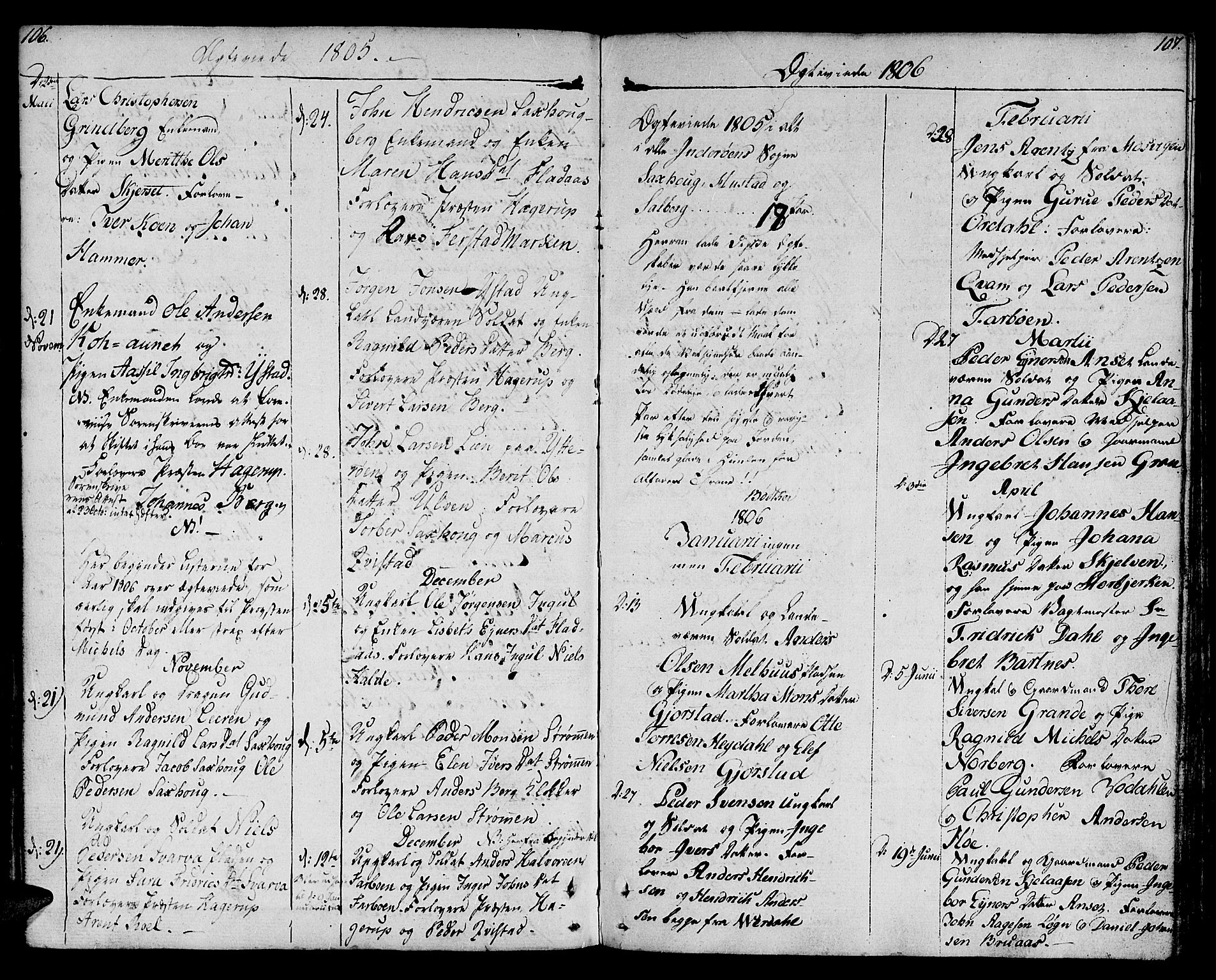 Ministerialprotokoller, klokkerbøker og fødselsregistre - Nord-Trøndelag, SAT/A-1458/730/L0274: Parish register (official) no. 730A03, 1802-1816, p. 106-107