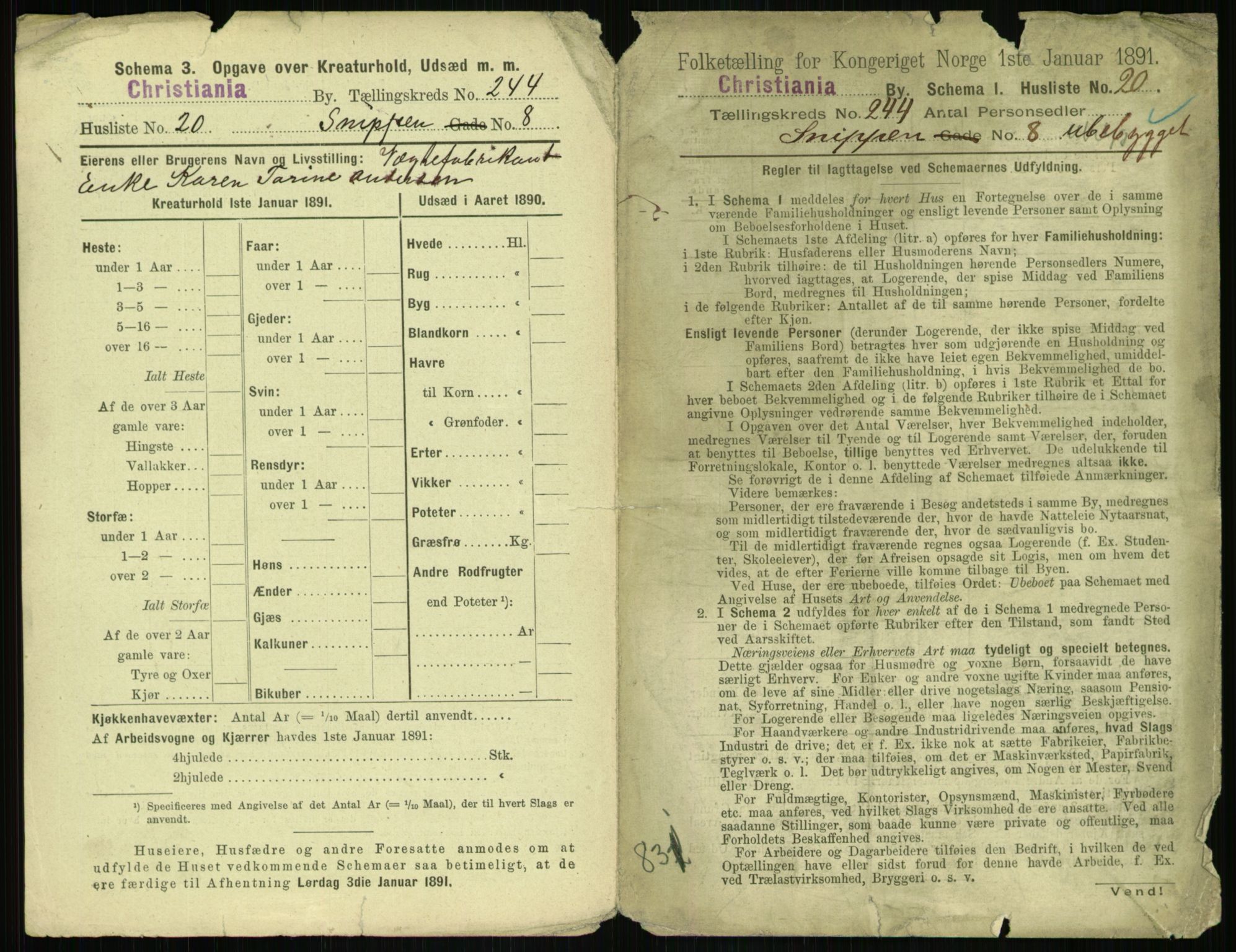 RA, 1891 census for 0301 Kristiania, 1891, p. 148438