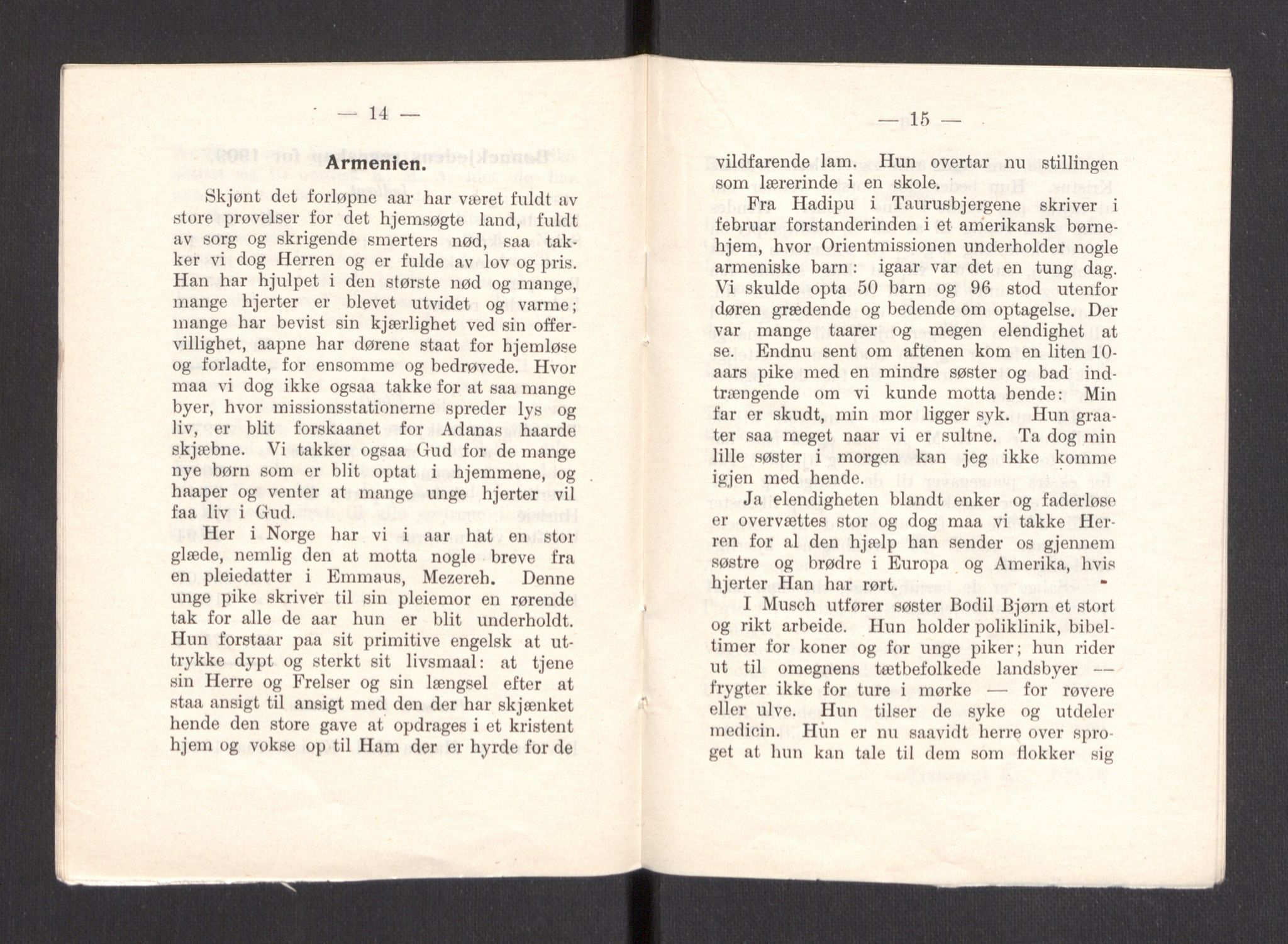 Kvinnelige Misjonsarbeidere, AV/RA-PA-0699/F/Fa/L0001/0007: -- / Årsmeldinger, trykte, 1906-1915