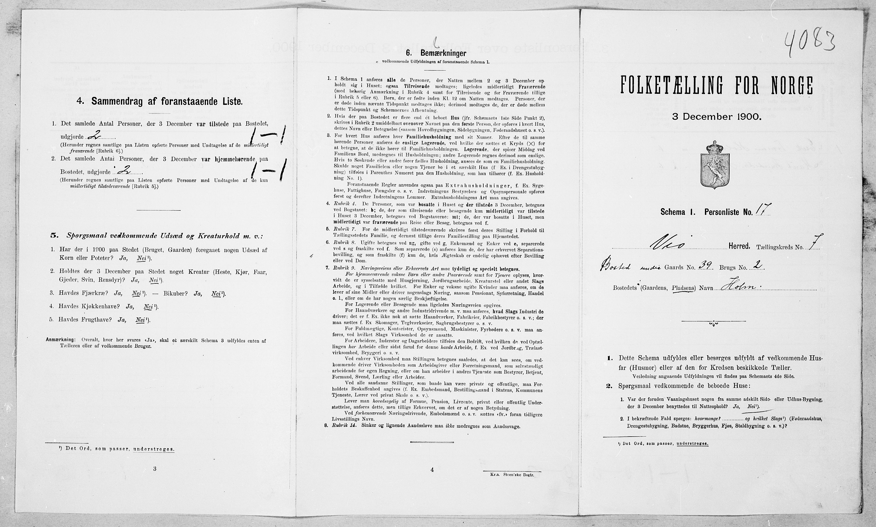 SAT, 1900 census for Veøy, 1900, p. 465