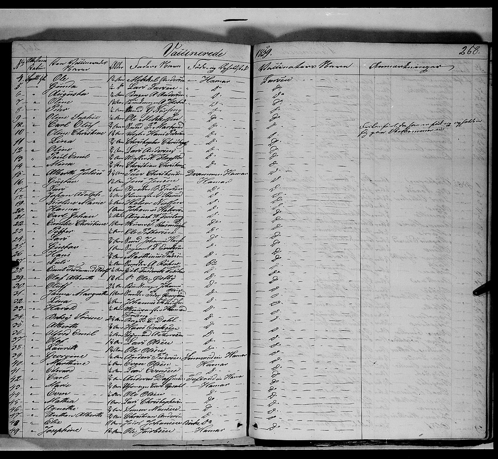 Vang prestekontor, Hedmark, SAH/PREST-008/H/Ha/Haa/L0011: Parish register (official) no. 11, 1852-1877, p. 268