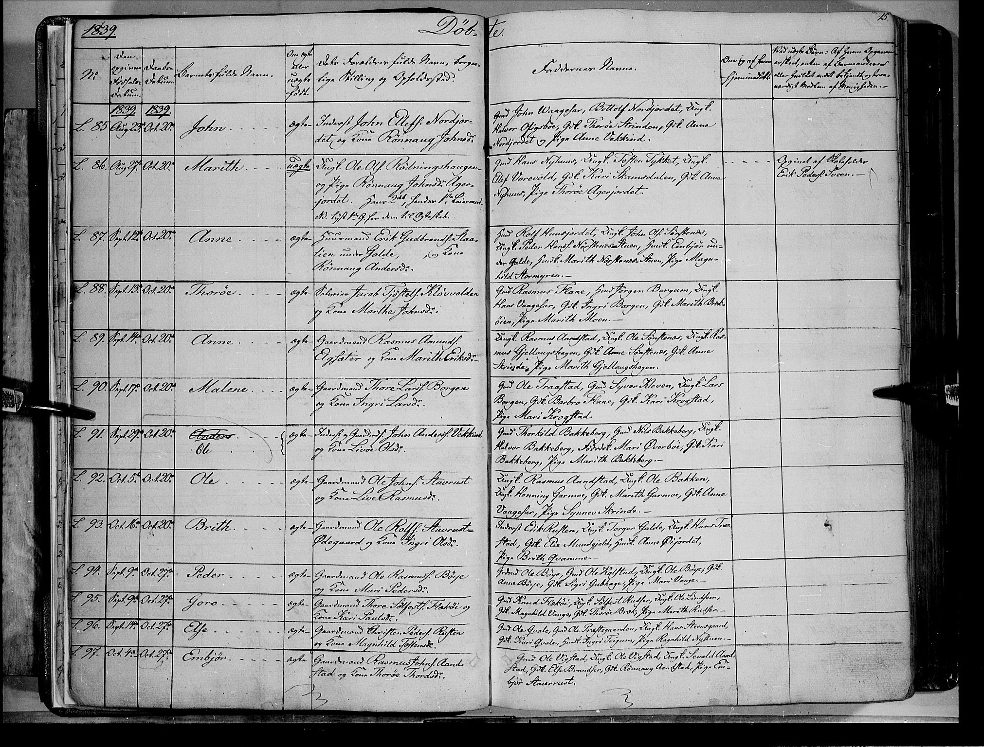 Lom prestekontor, AV/SAH-PREST-070/K/L0006: Parish register (official) no. 6A, 1837-1863, p. 15