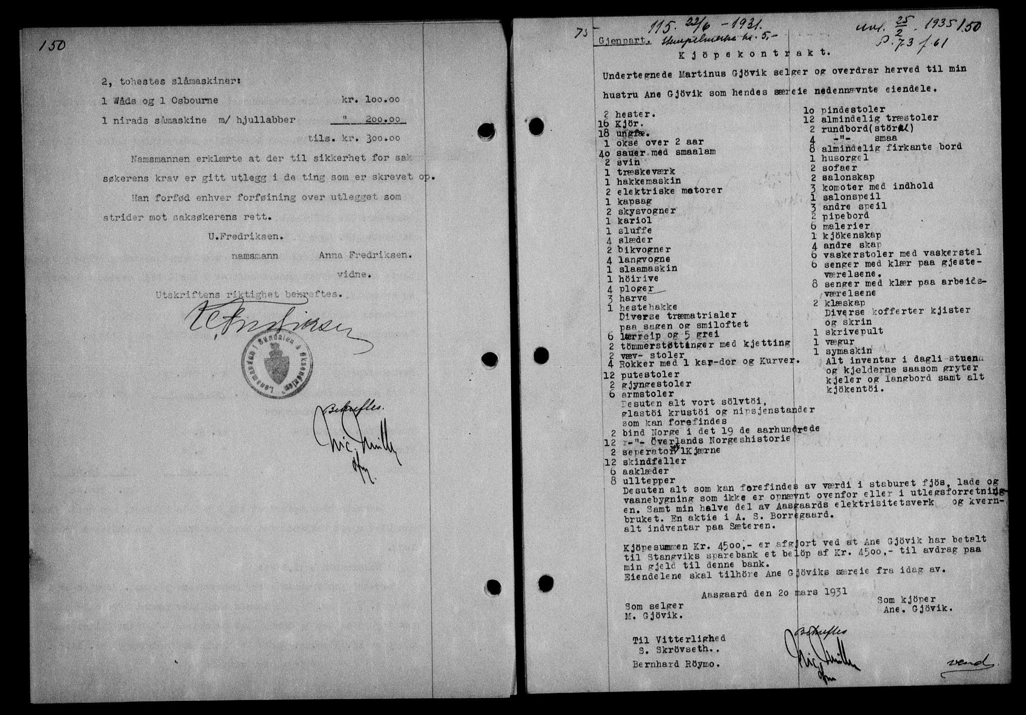 Nordmøre sorenskriveri, SAT/A-4132/1/2/2Ca/L0074: Mortgage book no. 63, 1931-1931, Deed date: 22.06.1931