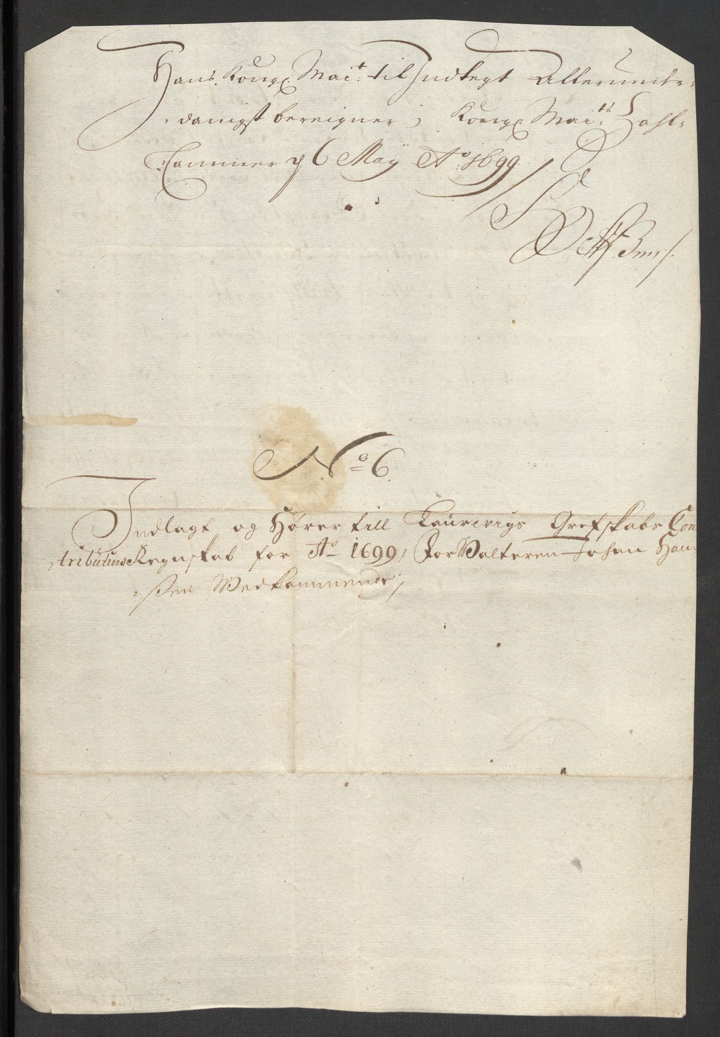 Rentekammeret inntil 1814, Reviderte regnskaper, Fogderegnskap, AV/RA-EA-4092/R33/L1976: Fogderegnskap Larvik grevskap, 1698-1701, p. 167