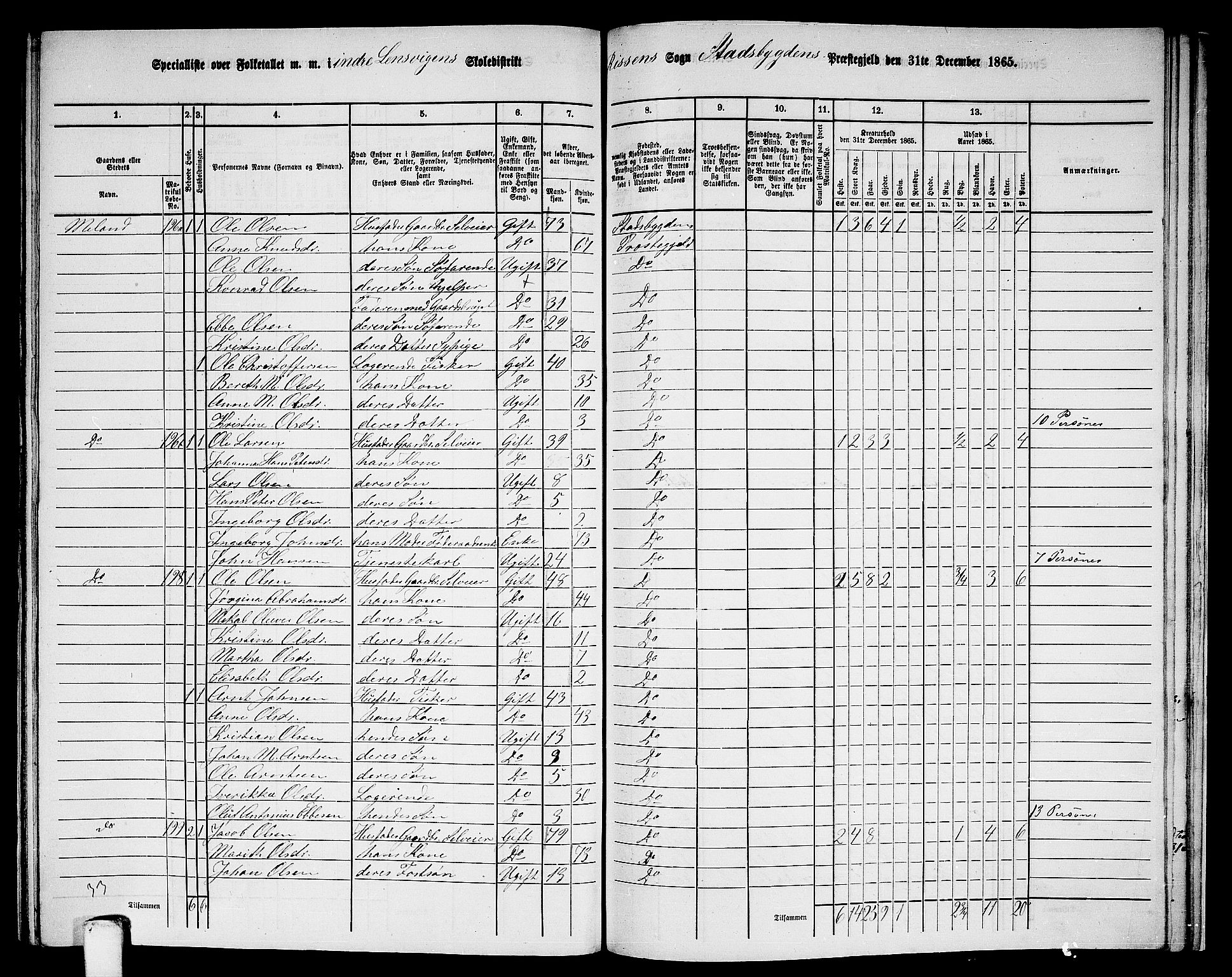 RA, 1865 census for Stadsbygd, 1865, p. 208