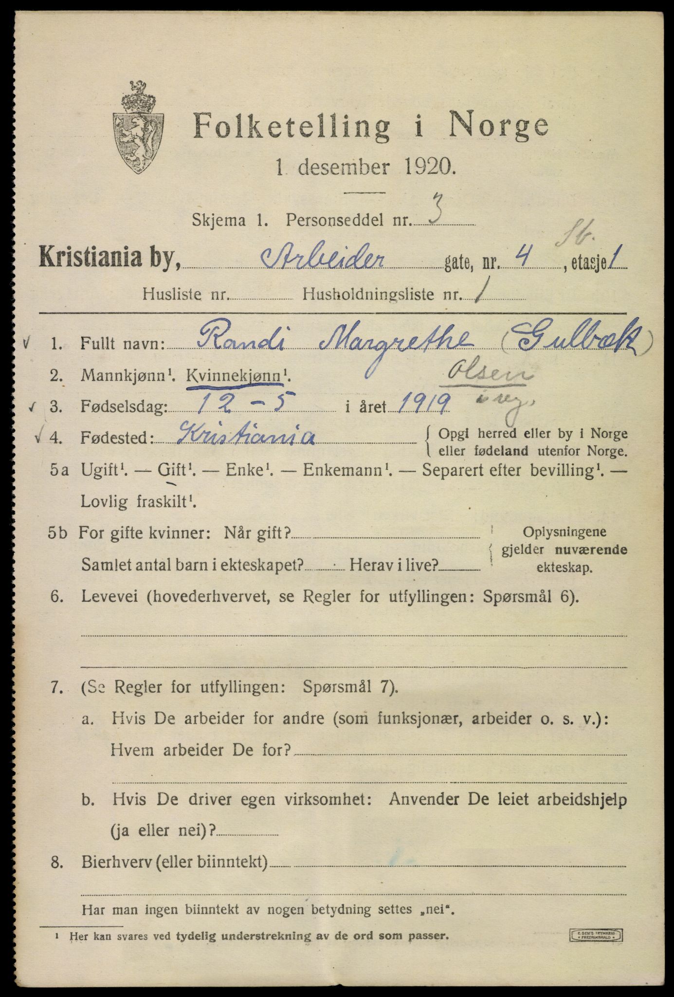 SAO, 1920 census for Kristiania, 1920, p. 142059