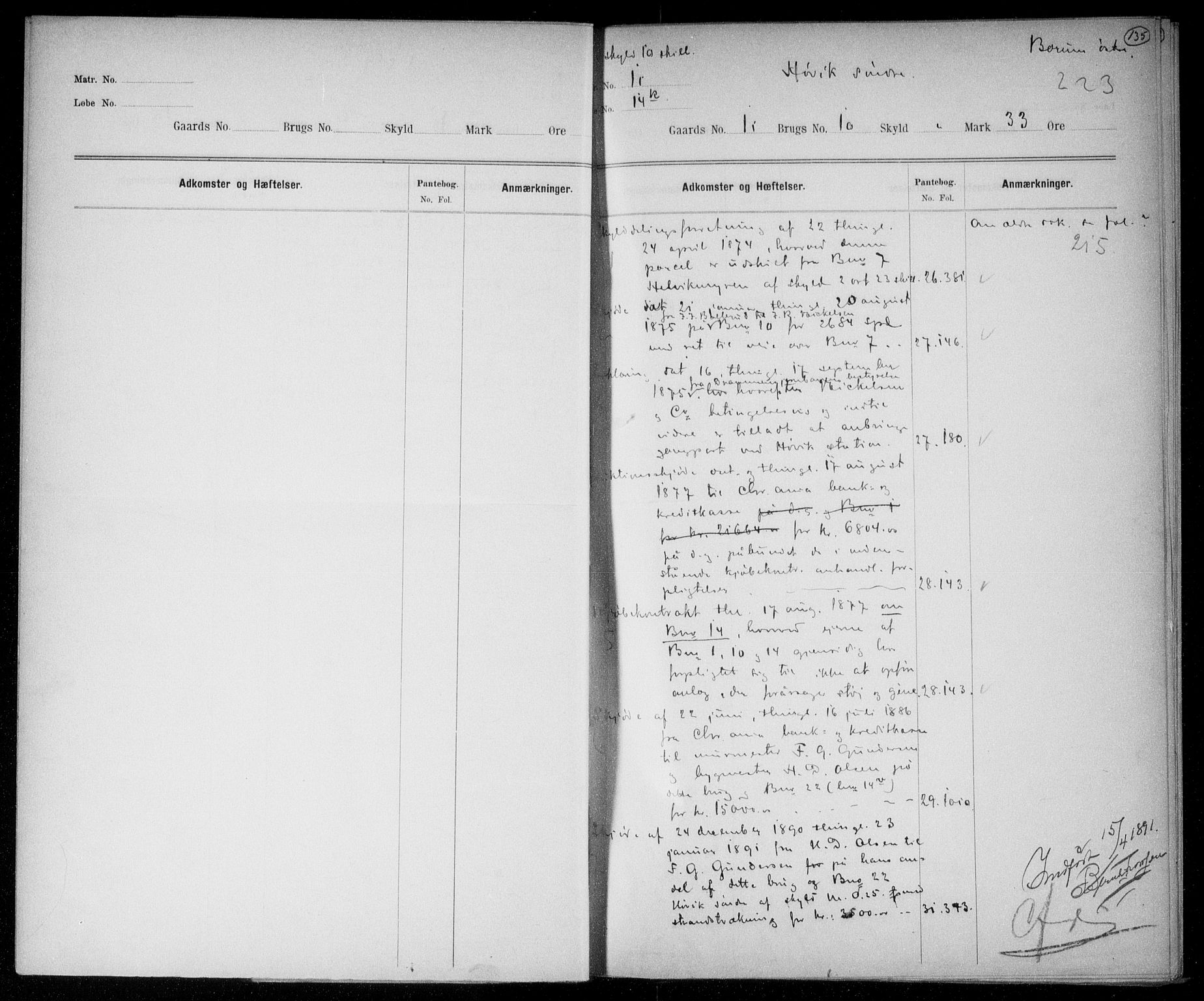 Aker sorenskriveri, SAO/A-10895/G/Ga/Gab/Gabi/L0005a: Mortgage register no. IX 5a, 1890-1890, p. 135