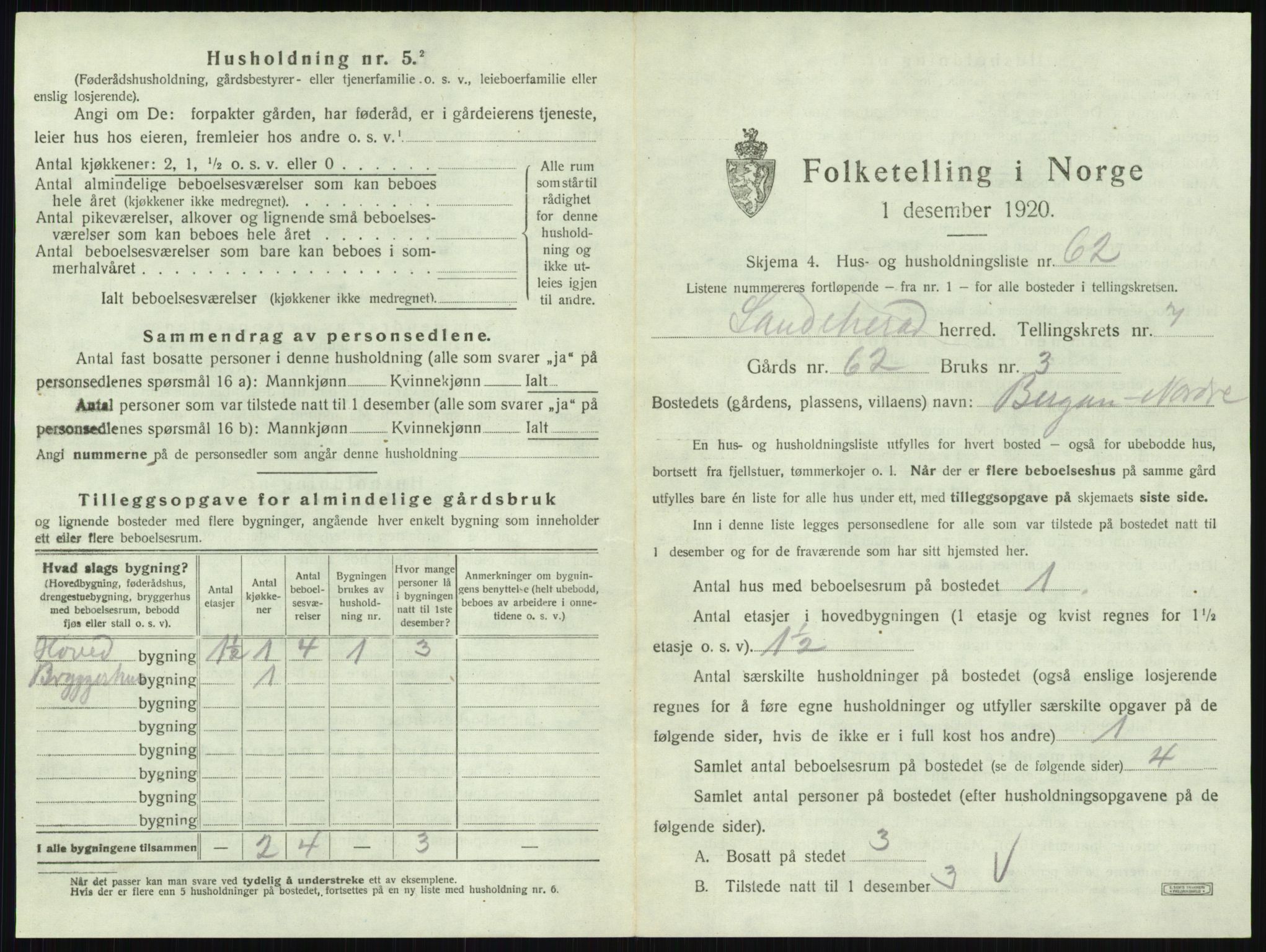 SAKO, 1920 census for Sandeherred, 1920, p. 1581