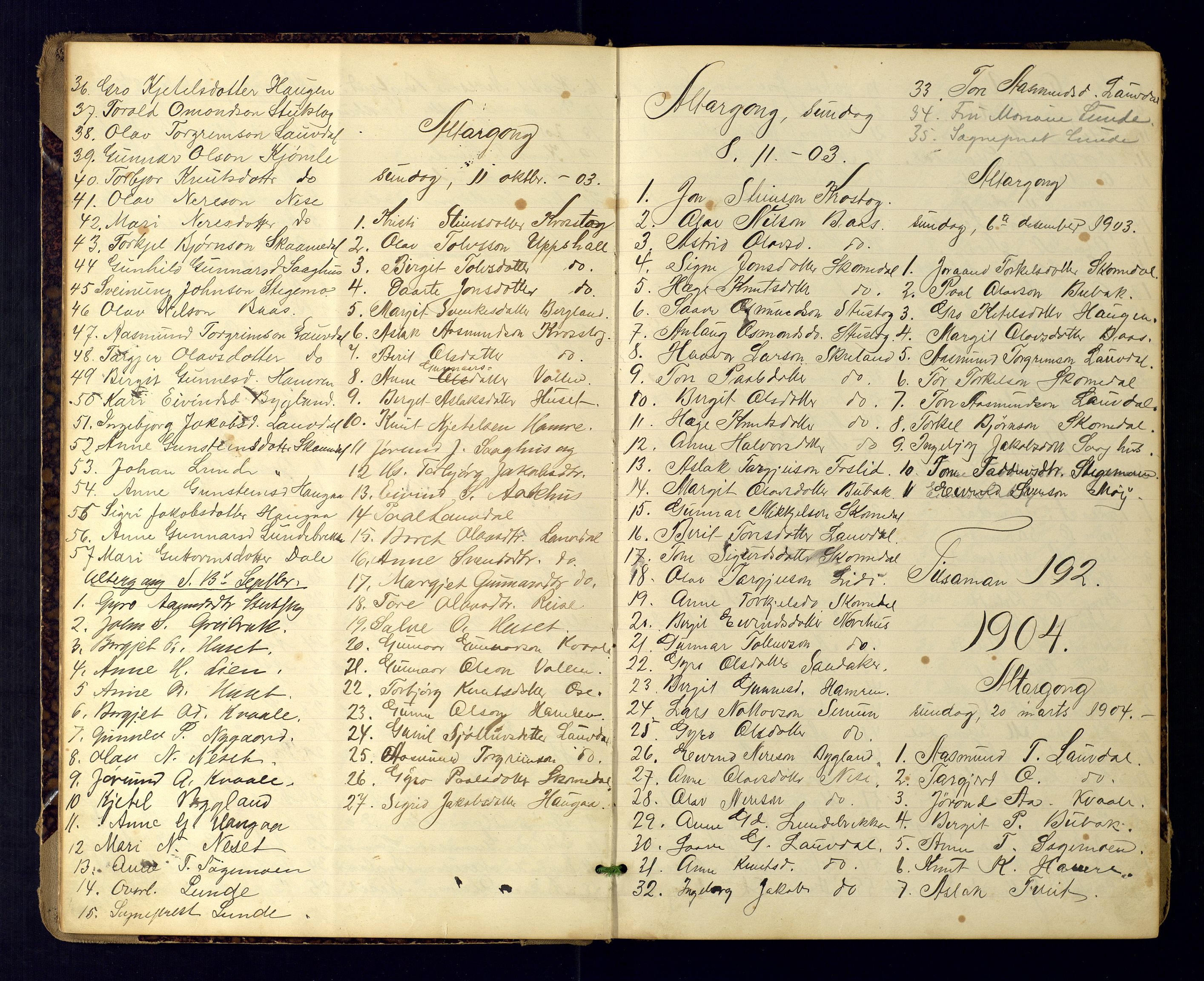 Bygland sokneprestkontor, AV/SAK-1111-0006/F/Fc/Fcb/L0004: Communicants register no. C-4, 1899-1961